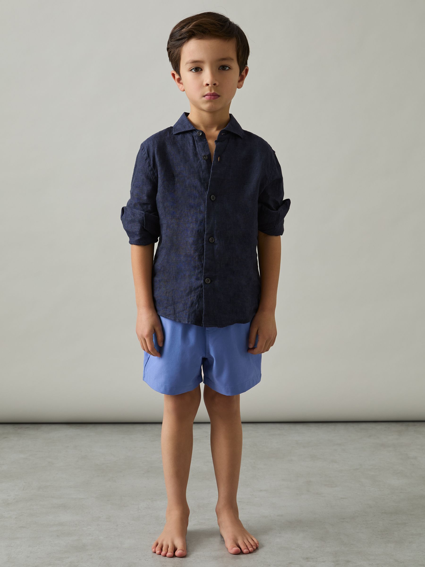 9-13 yrs Drawstring Swim Shorts in French Blue - Image 3 of 4