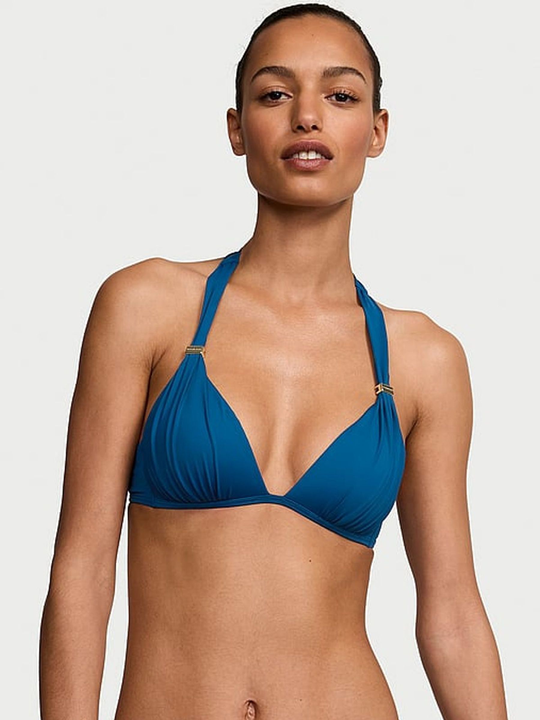 Sapphire Blue Halter Push Up Bikini Top - Image 1 of 4