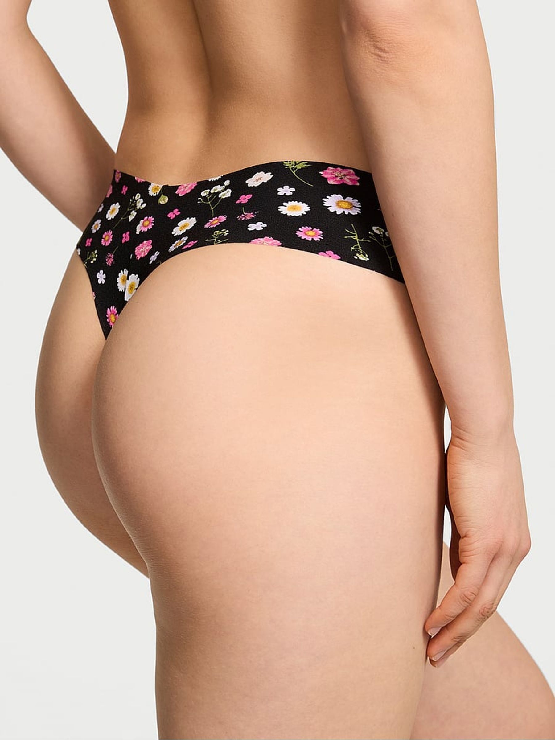 Black Floral Thong Knickers - Image 2 of 3