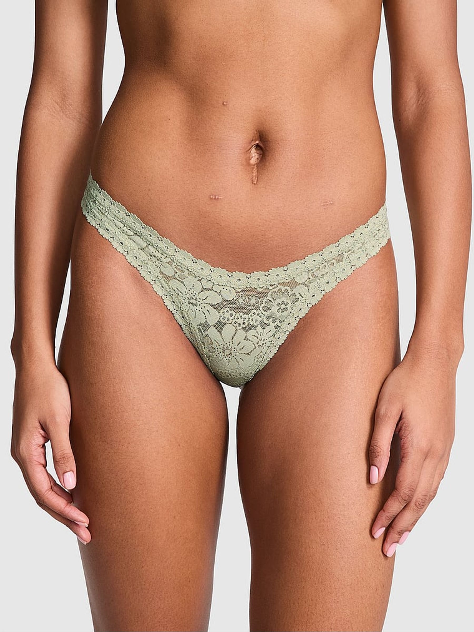 Green Garden Mini Scoop Thong Floral Lace Knickers - Image 1 of 2