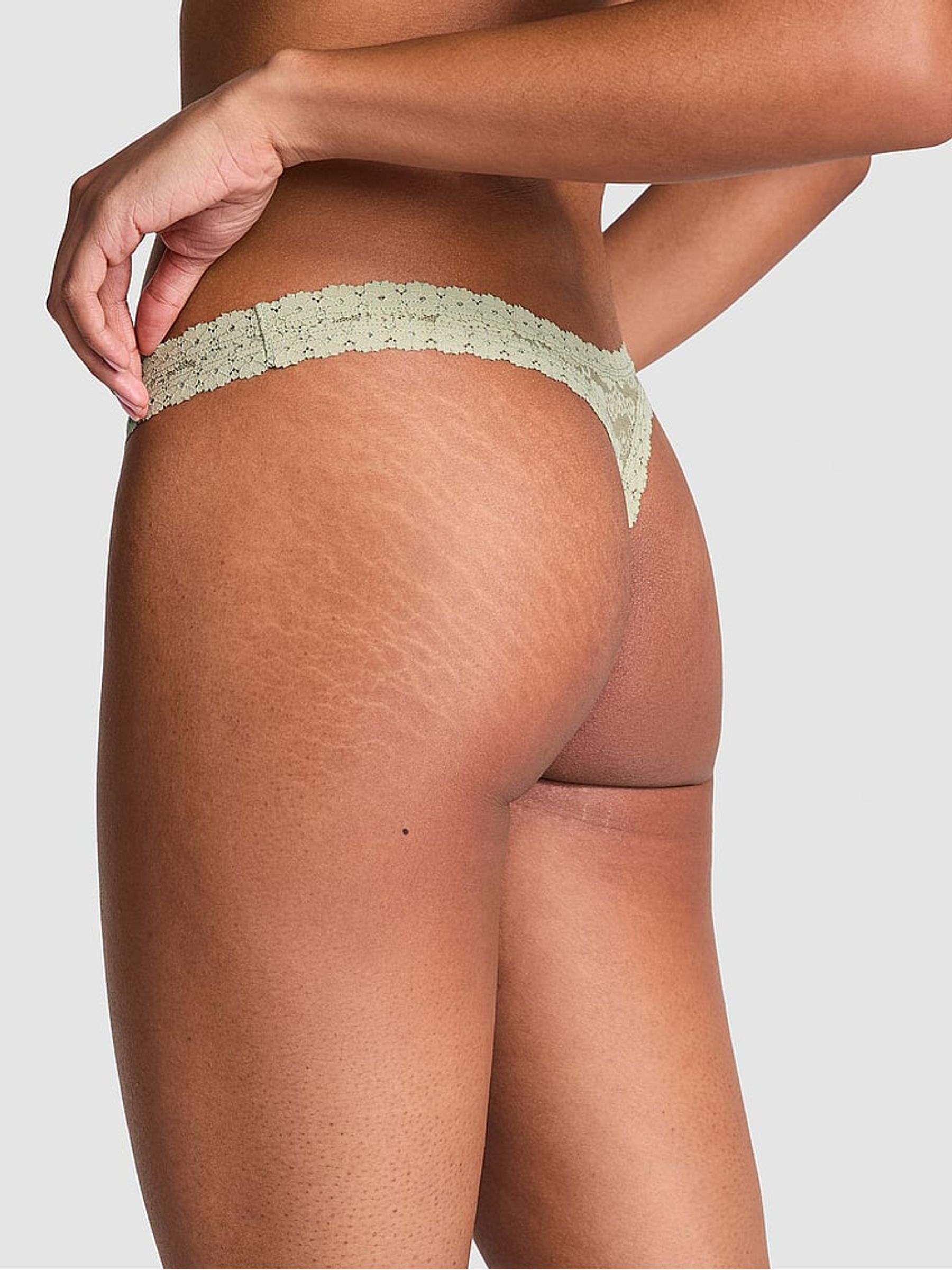 Green Garden Mini Scoop Thong Floral Lace Knickers - Image 2 of 2