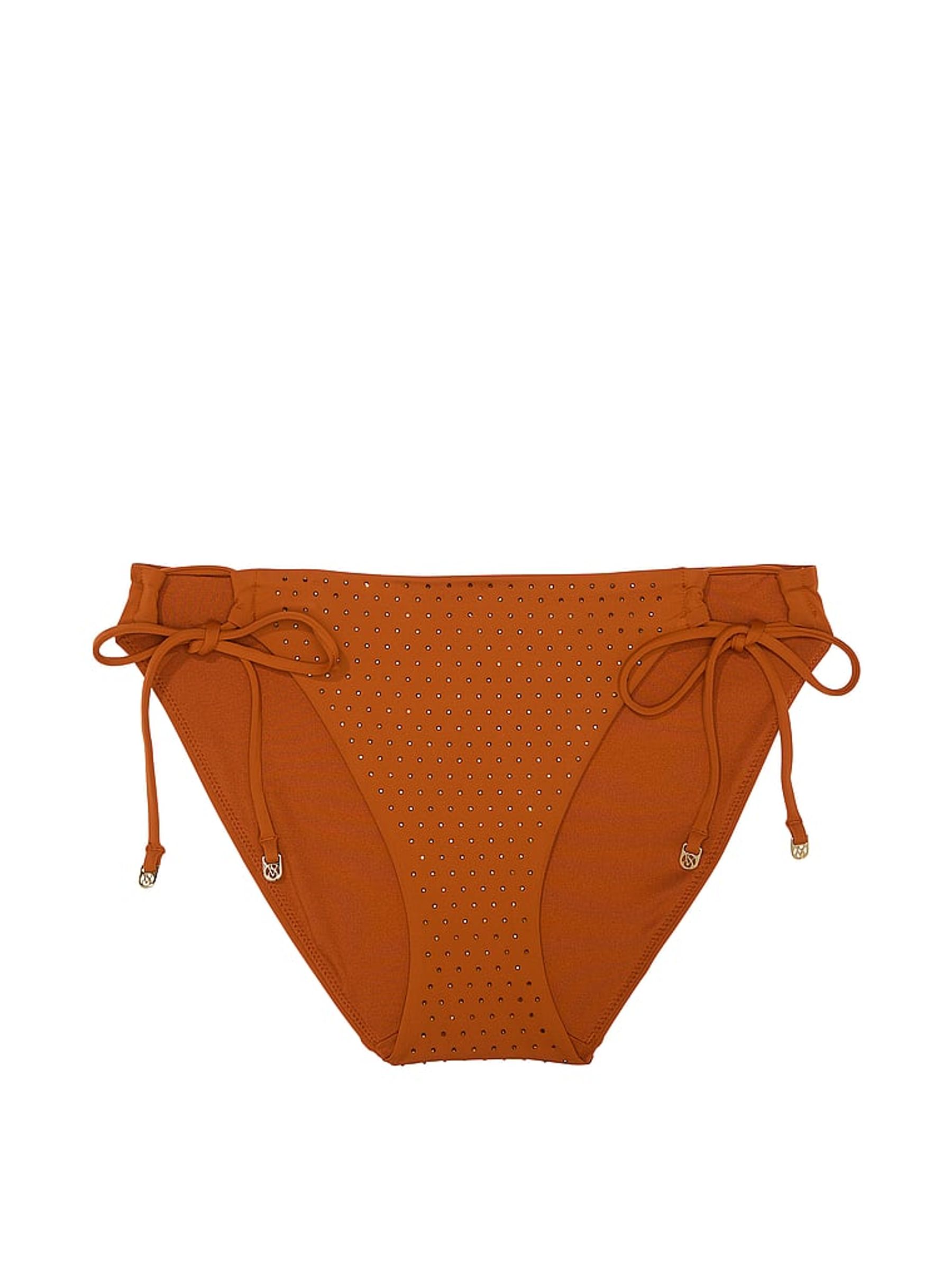 Cinnamon Brown Diamante Tie Side Bikini Bottoms - Image 4 of 4