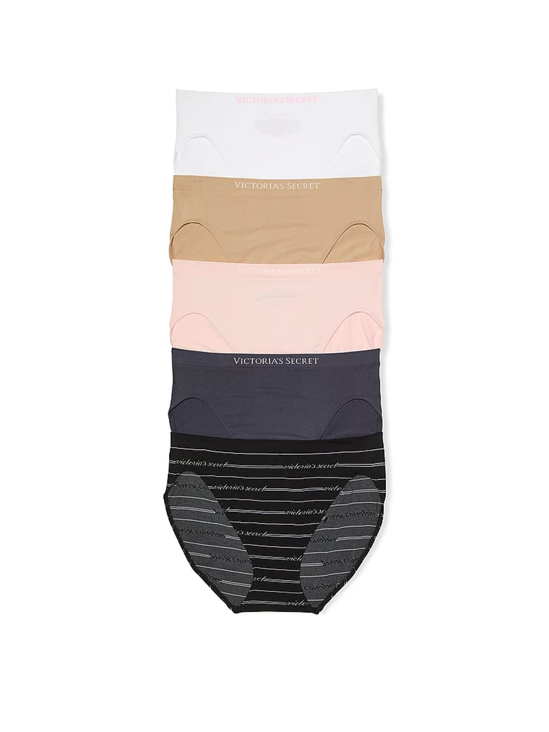 White/Nude/Pink/Black Brief 5 Pack Knickers - Image 1 of 4