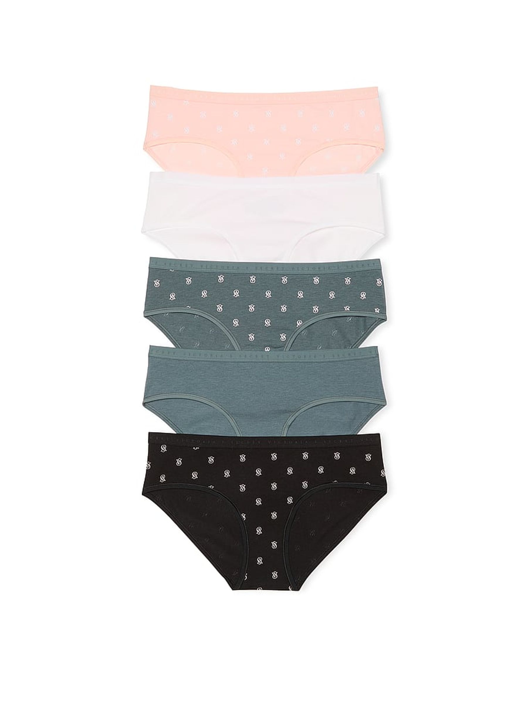Pink/White/Green/Black Hipster 5 Pack Knickers - Image 1 of 3