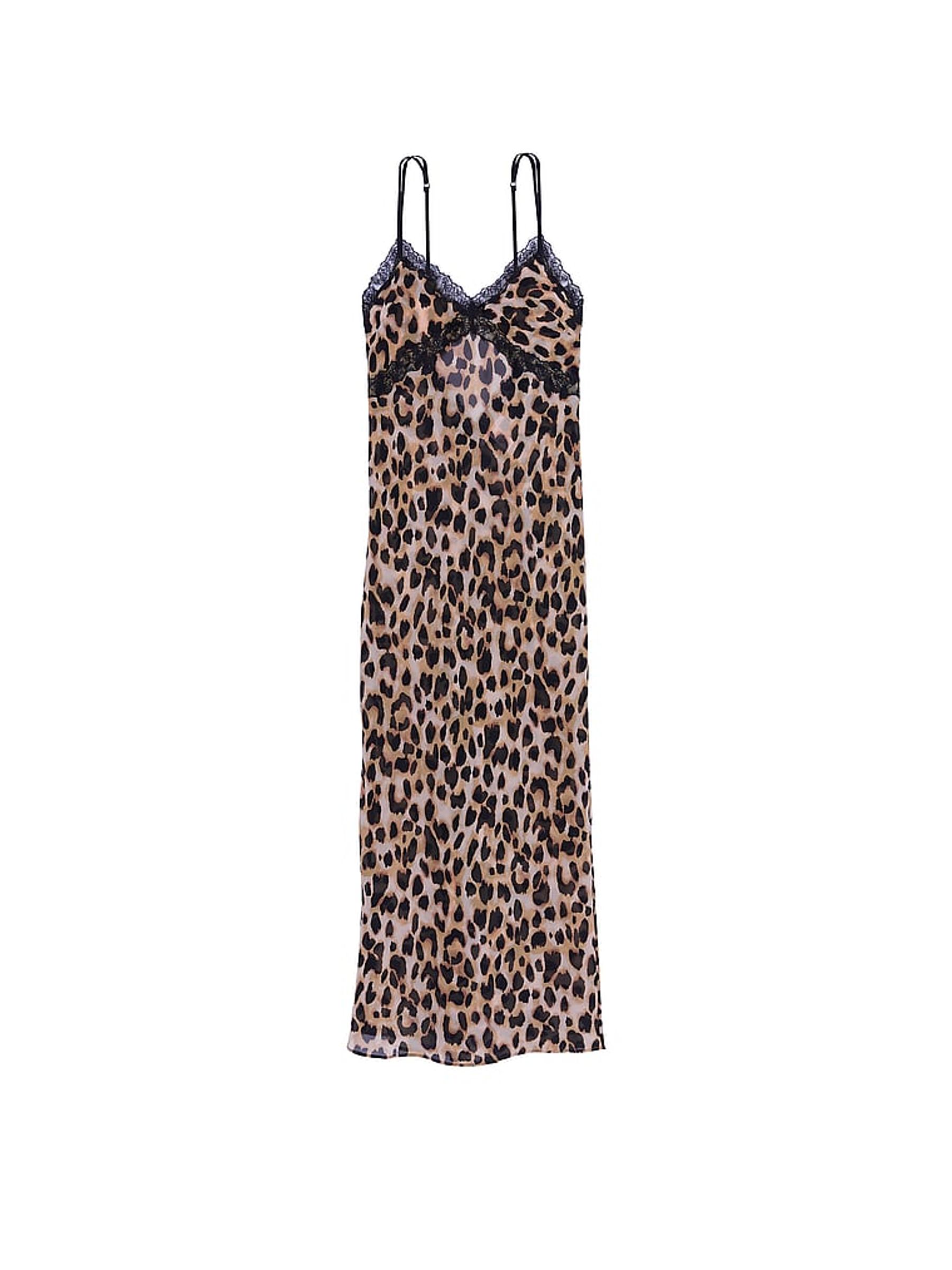 Leopard Brown Chiffon Long Slip Dress - Image 3 of 3