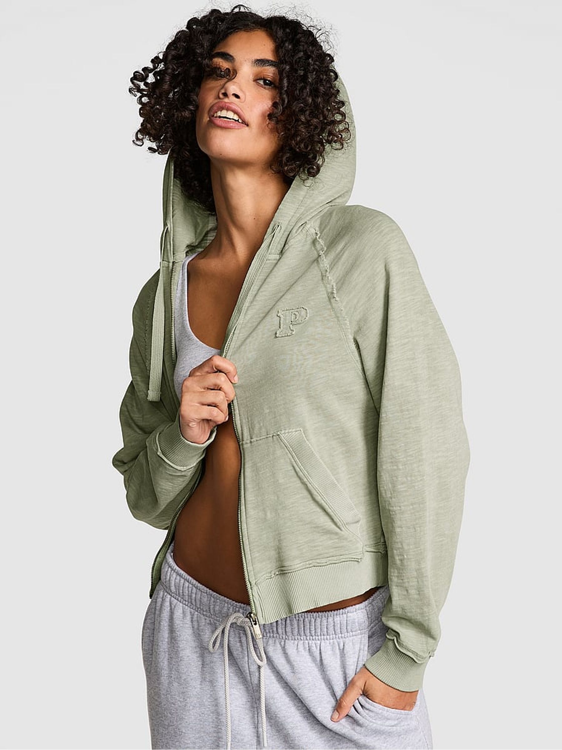 Green Garden Zip Up Jersey Hoodie Victoria's Secret UK