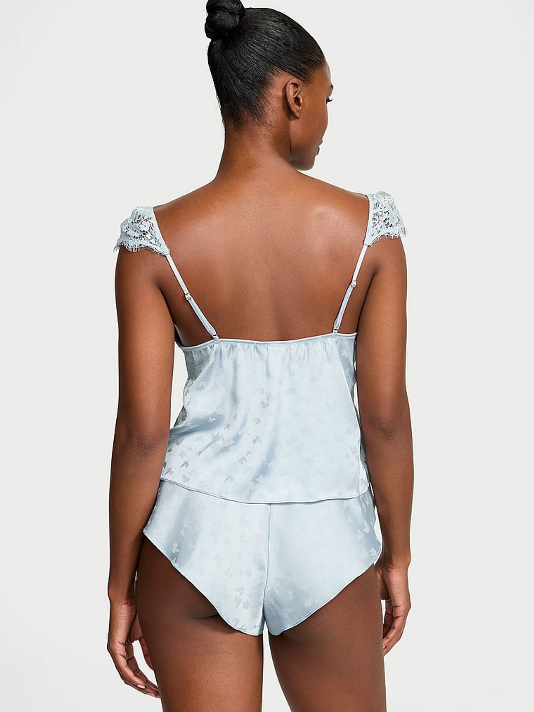 Palest Blue Butterfly Tease Satin Cami Set - Image 2 of 2