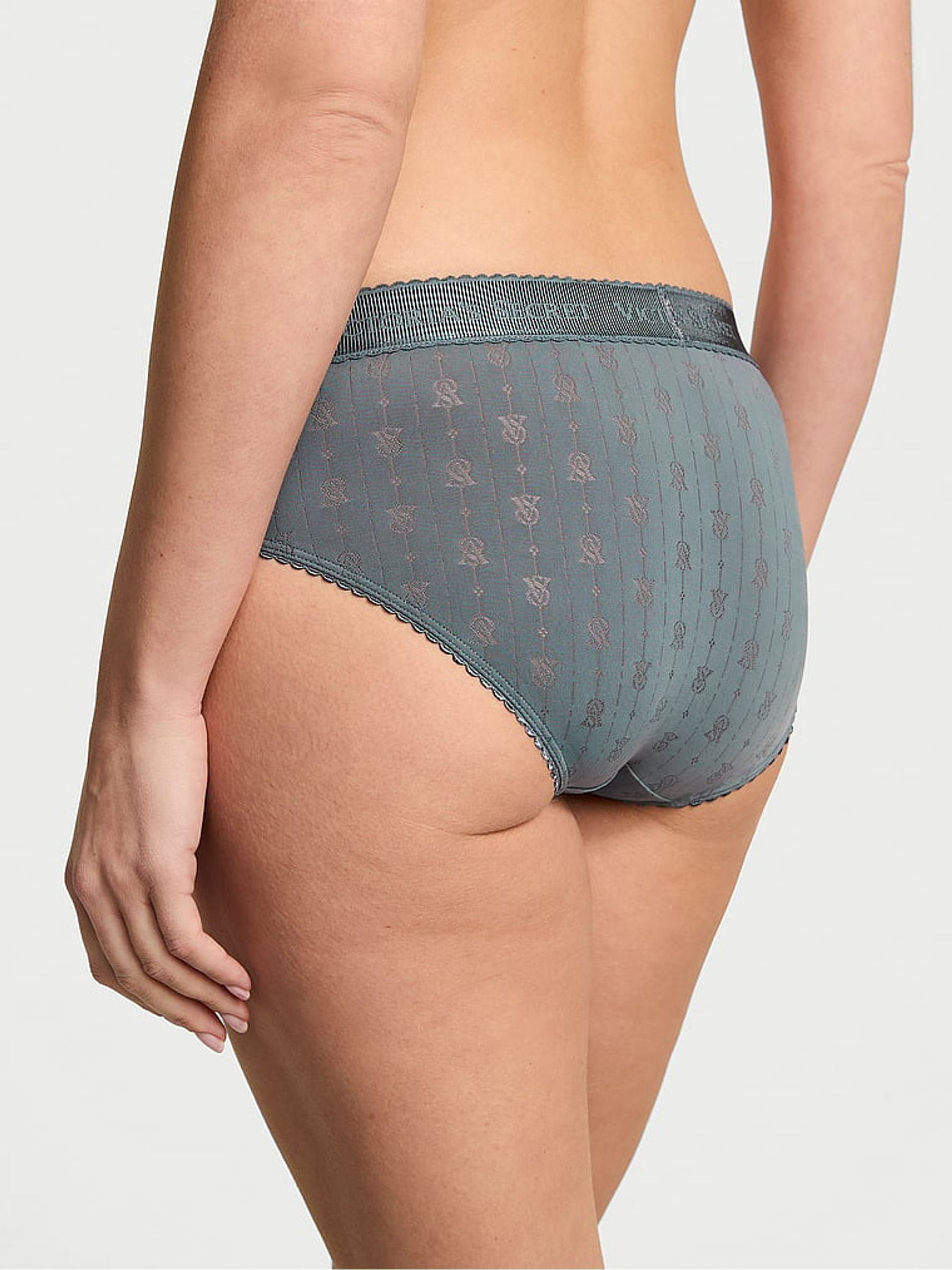 Dark Steel Grey Hipster Logo Pointelle Knickers - Image 2 of 3