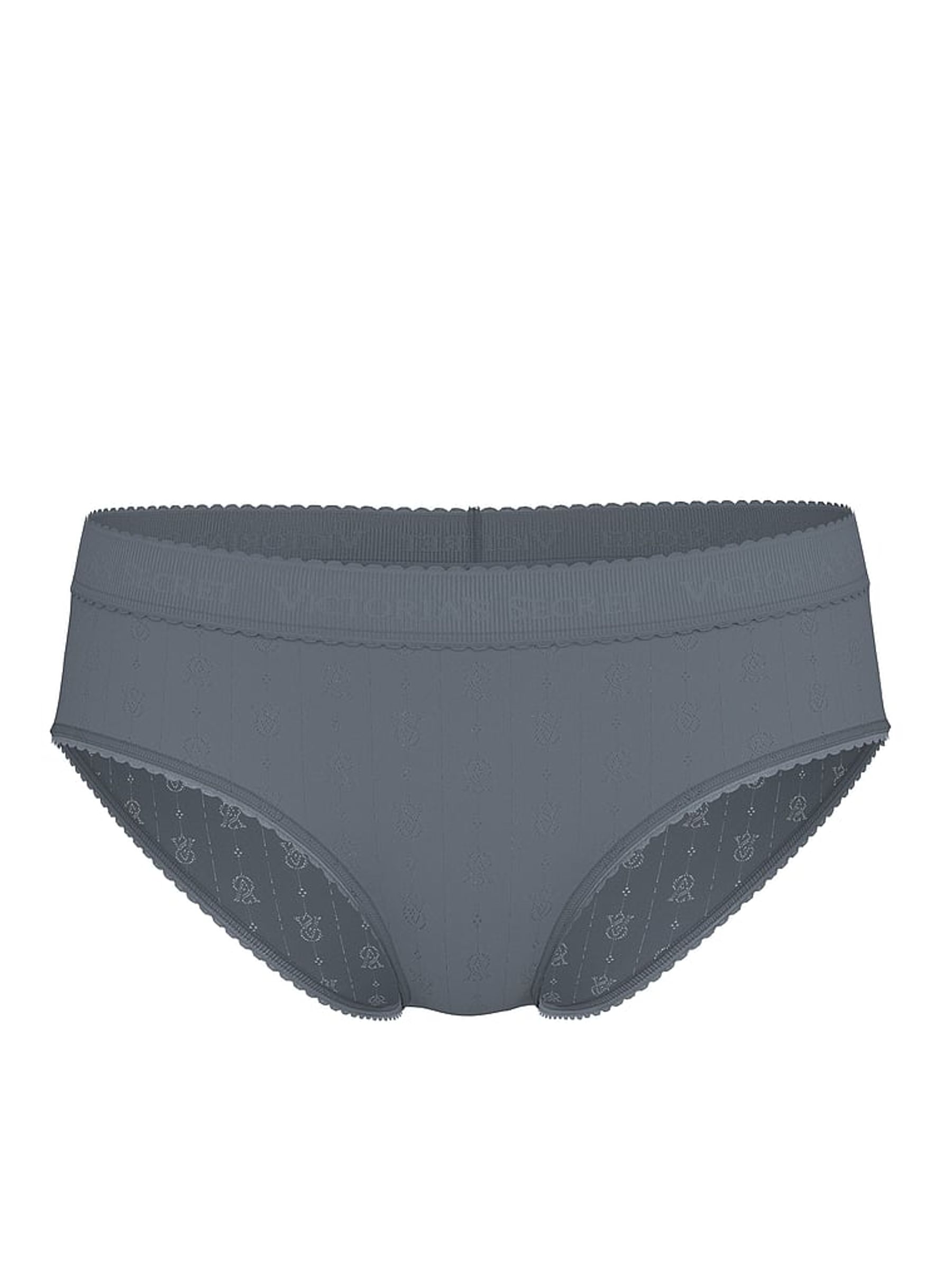 Dark Steel Grey Hipster Logo Pointelle Knickers - Image 3 of 3