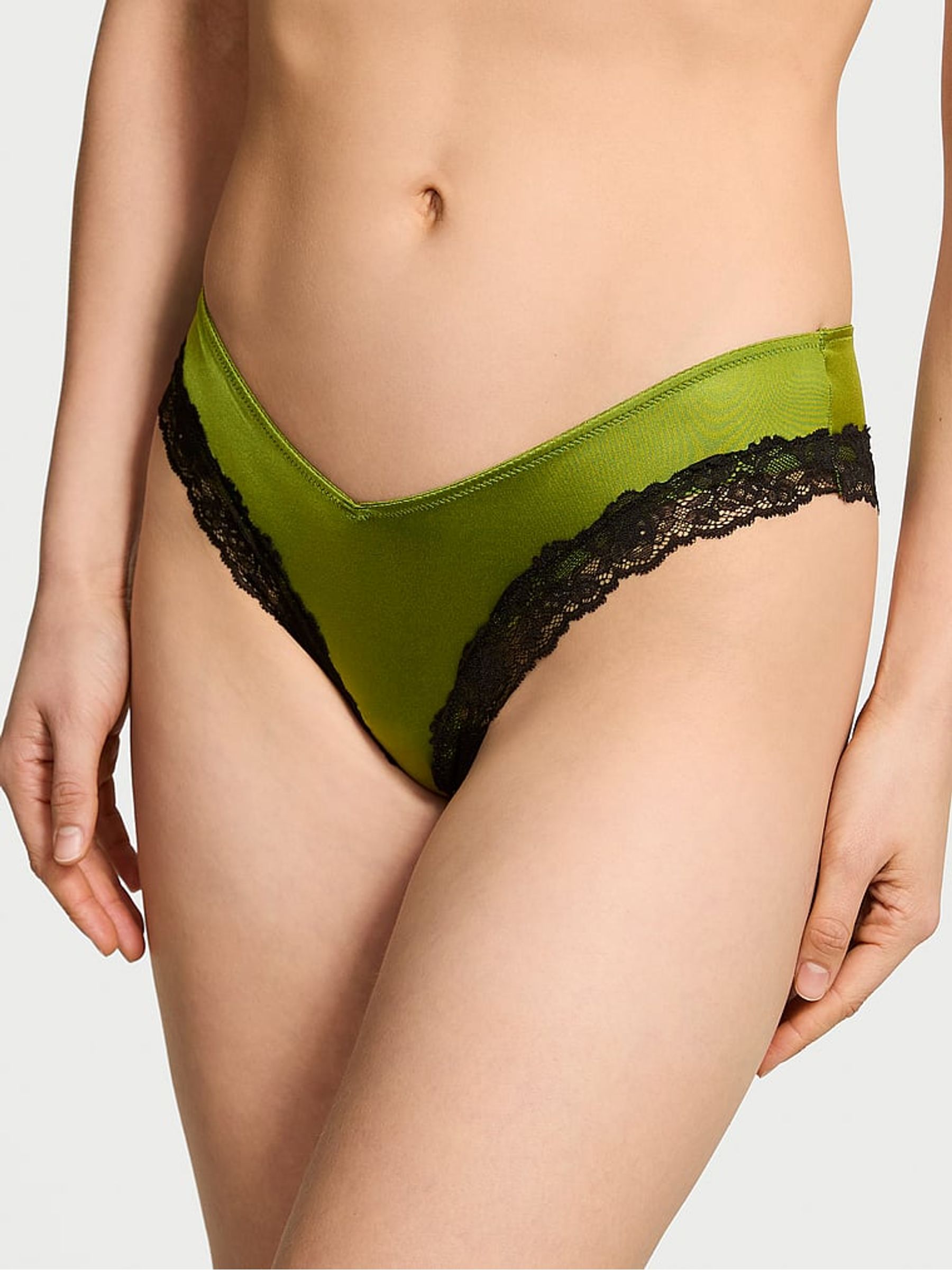 Pear Green Cheeky Lace Trim Knickers - Image 1 of 3