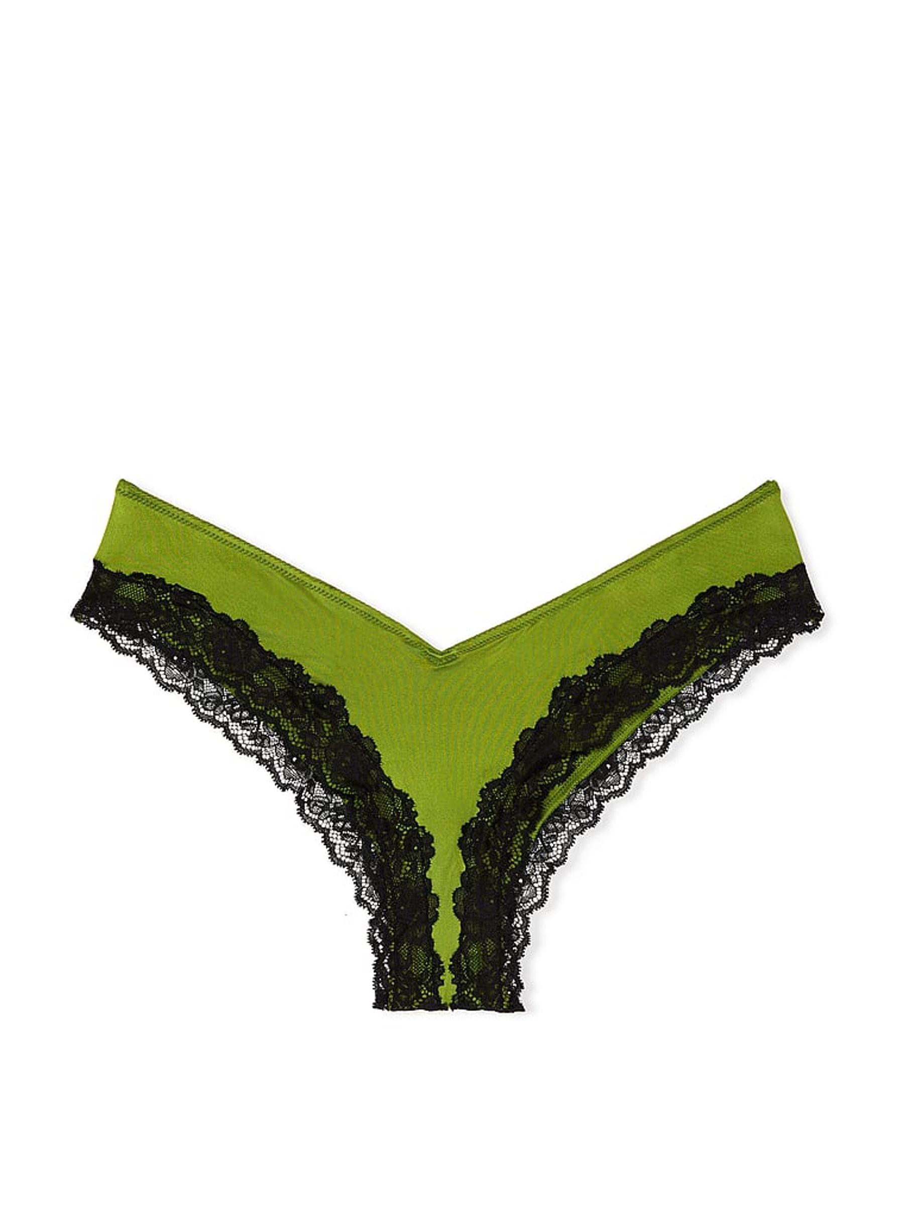 Pear Green Cheeky Lace Trim Knickers - Image 3 of 3