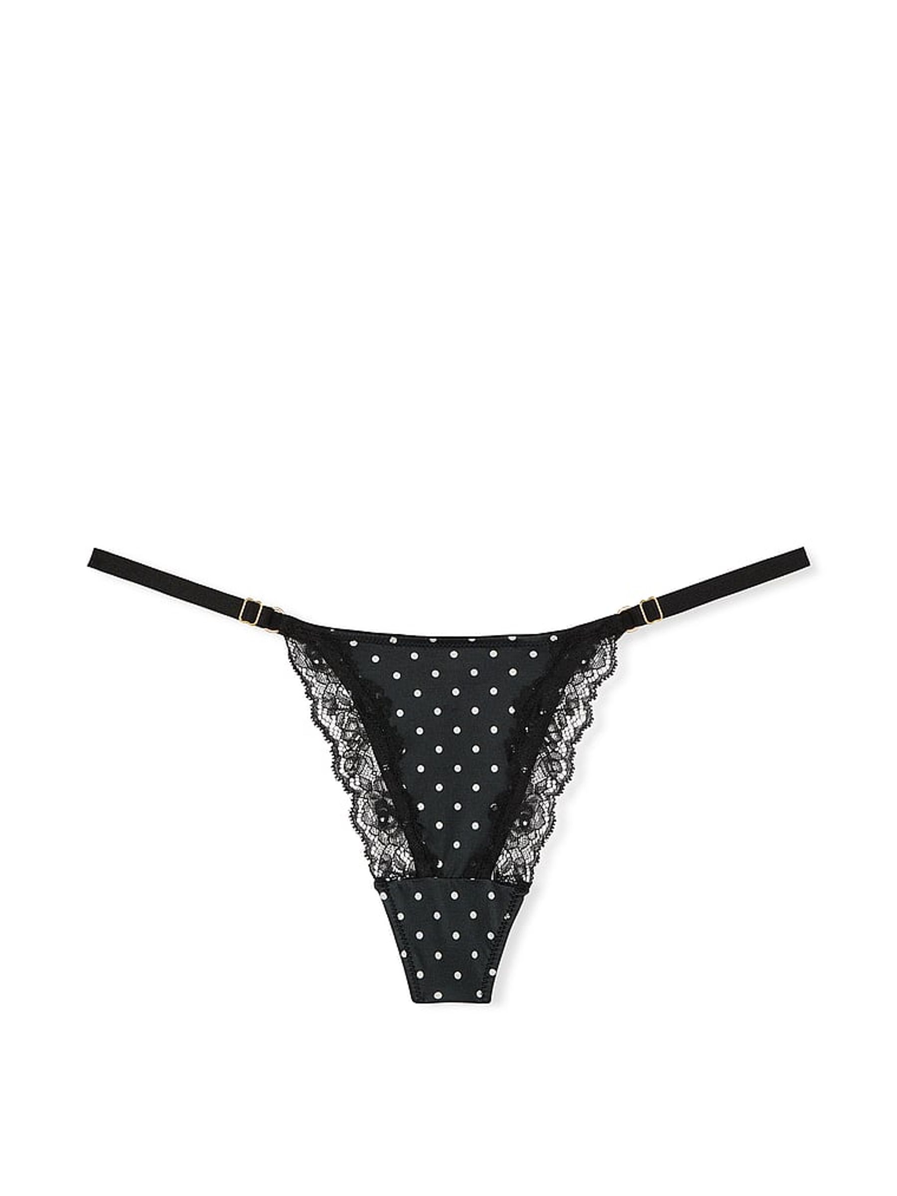 Black Dot G String Lace Trim Knickers - Image 3 of 3