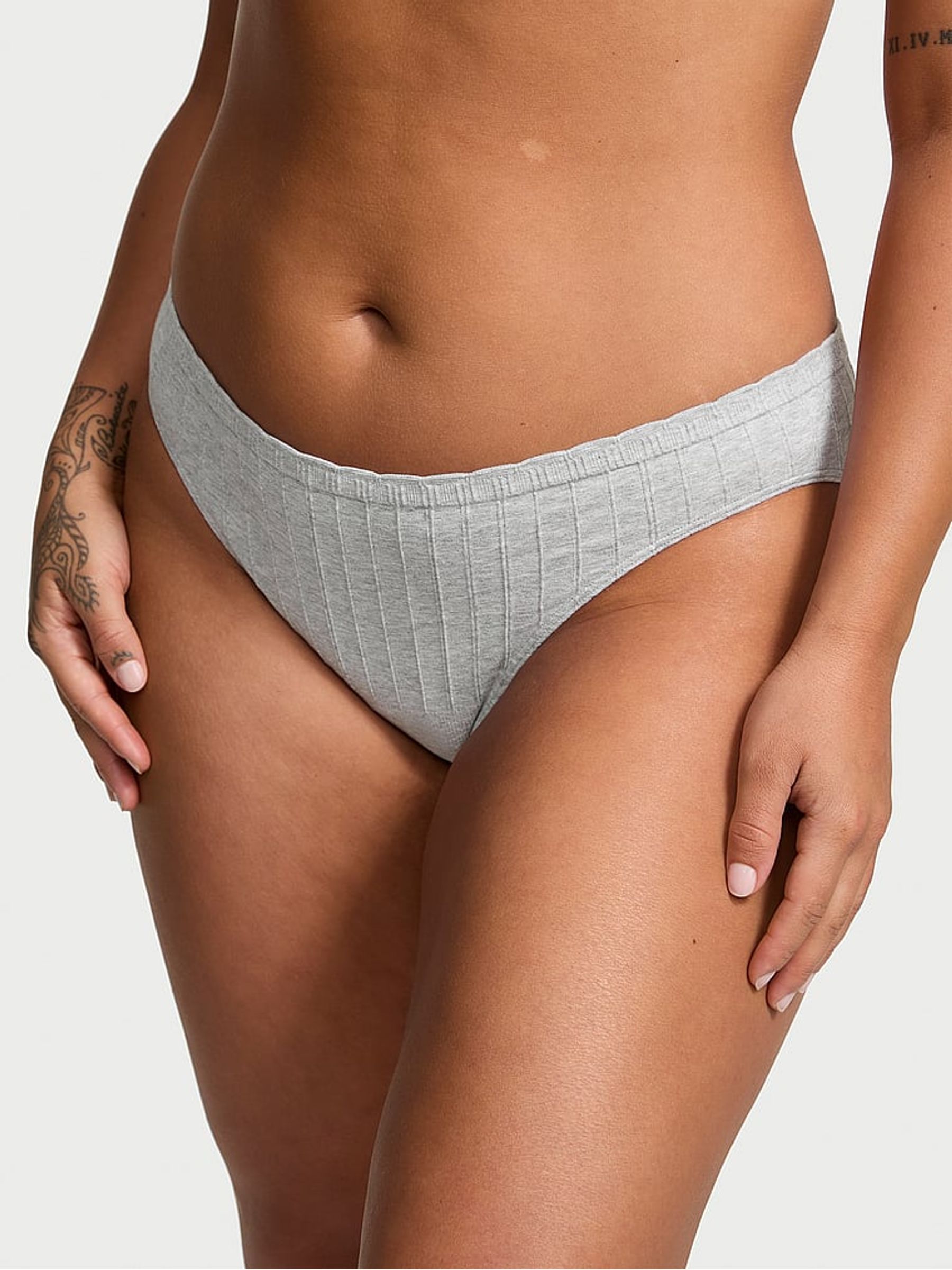 Grey Heather Bikini Ribbed Knickers - Image 1 of 3