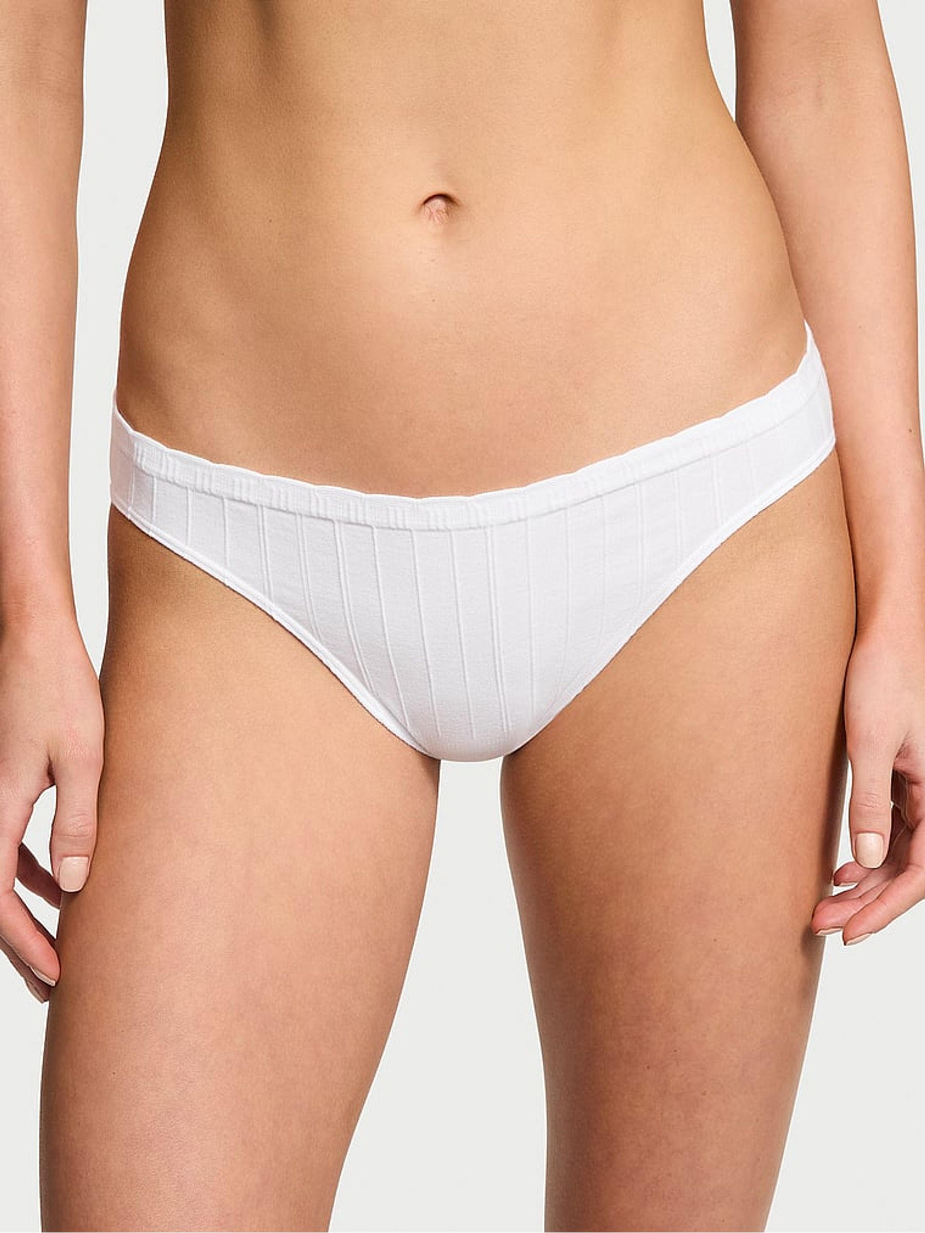 White Bikini Ribbed Knickers - Image 1 of 3