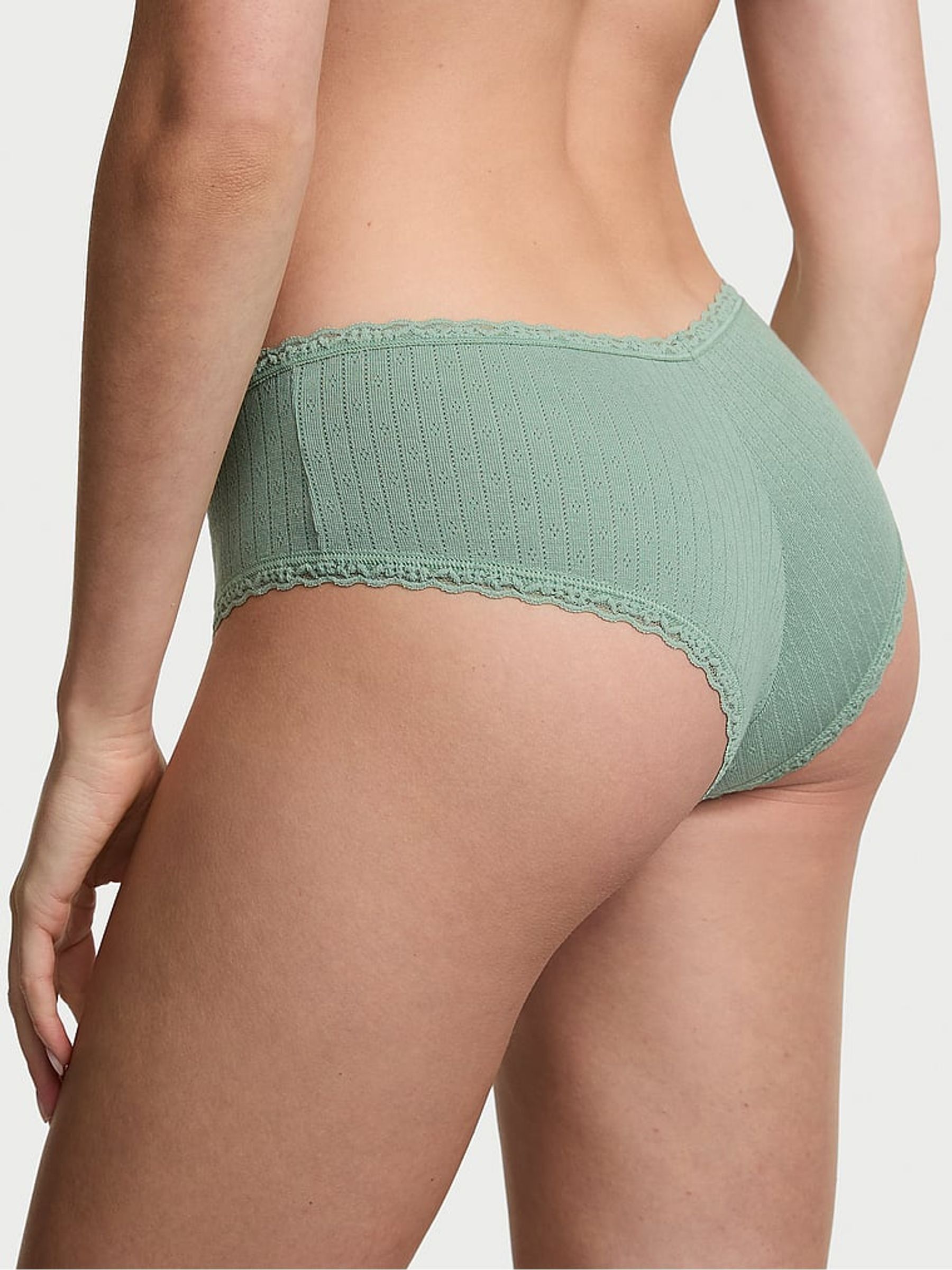 Seasalt Green Cheeky Cotton Pointelle Knickers - Image 2 of 3