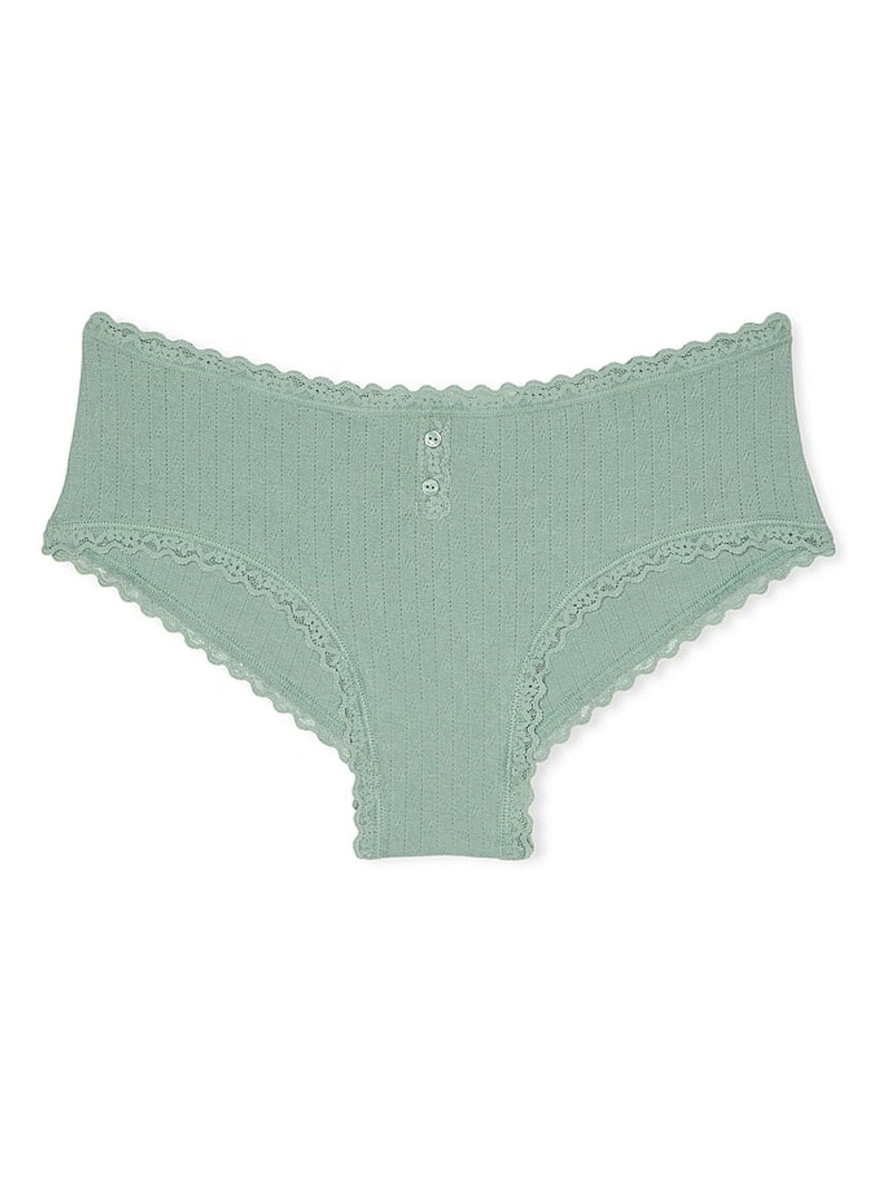 Seasalt Green Cheeky Cotton Pointelle Knickers - Image 3 of 3