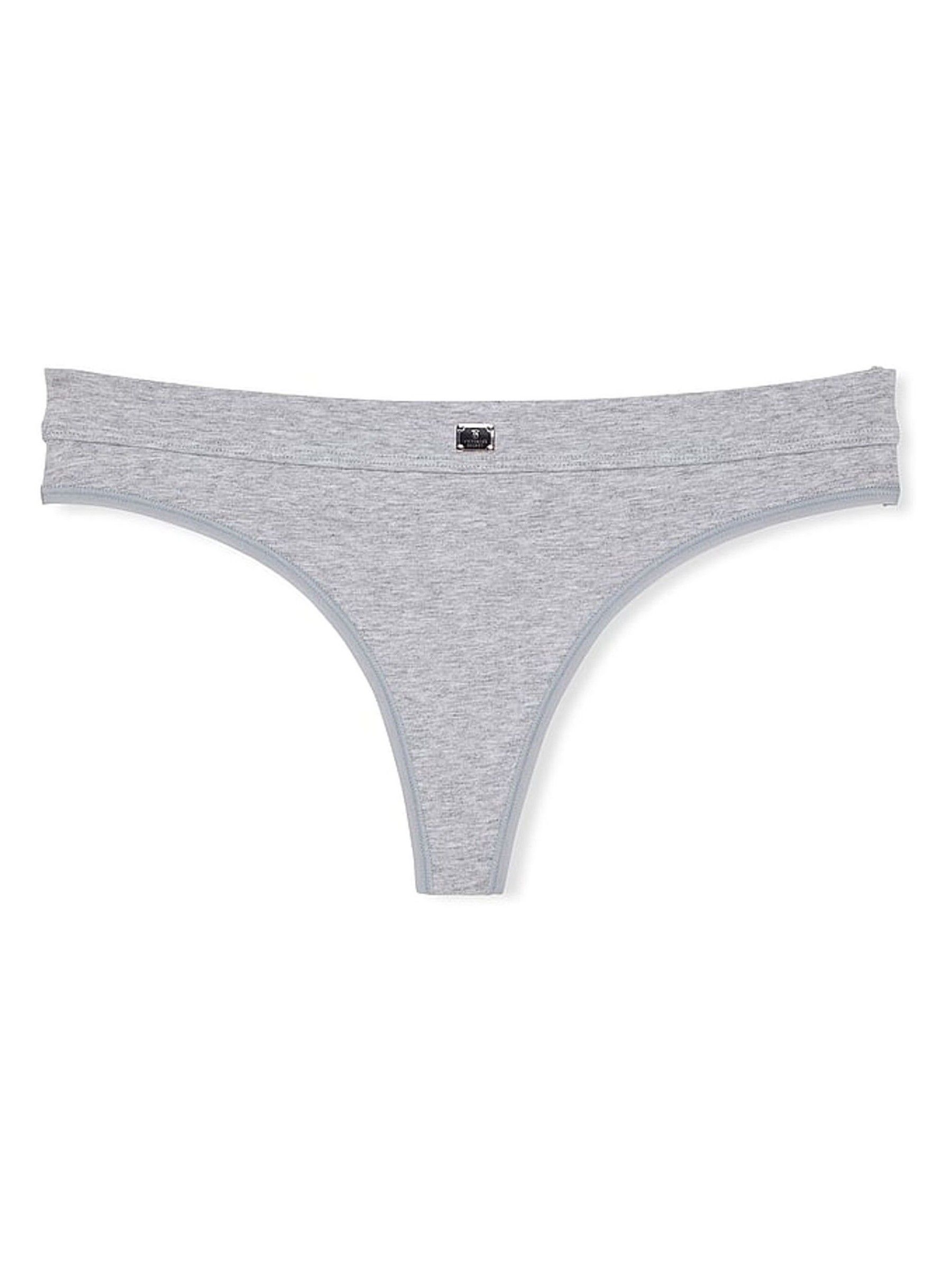 Grey Heather Thong Cotton Logo Knickers - Image 3 of 3