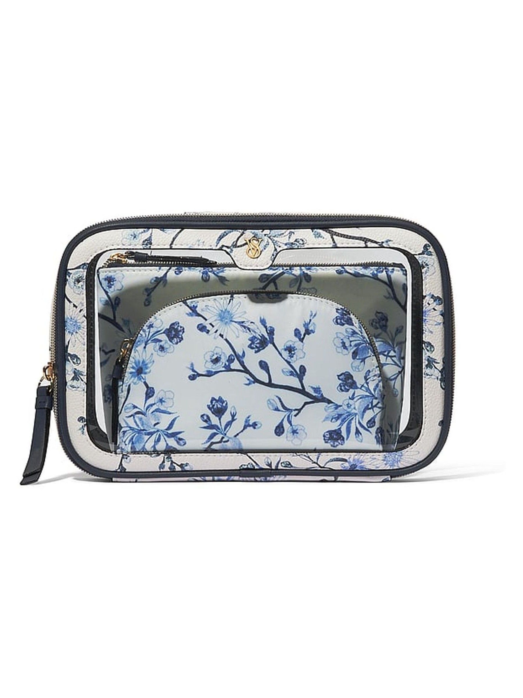 Blue and White Travel Trio Makeup Bag - Image 2 of 2