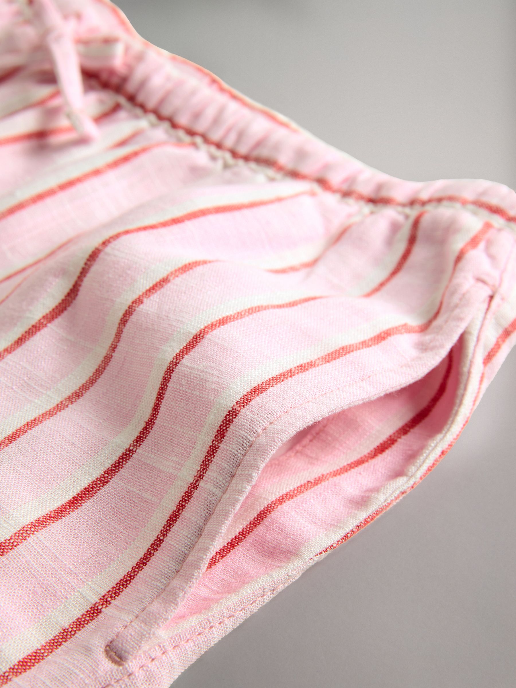 Navy/White/Pink Stripe Pull On Wide Leg Trousers 3 Pack With Linen - Image 11 of 12