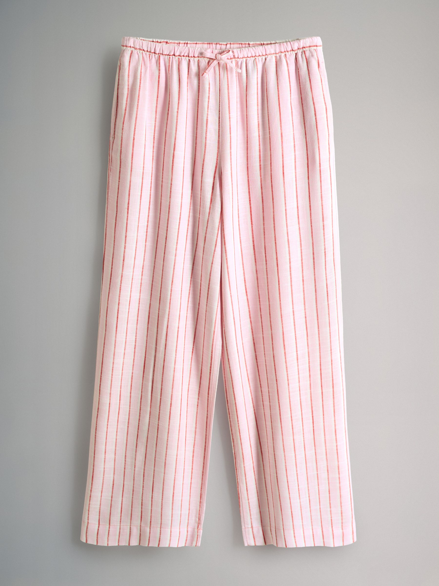 Navy/White/Pink Stripe Pull On Wide Leg Trousers 3 Pack With Linen - Image 9 of 12