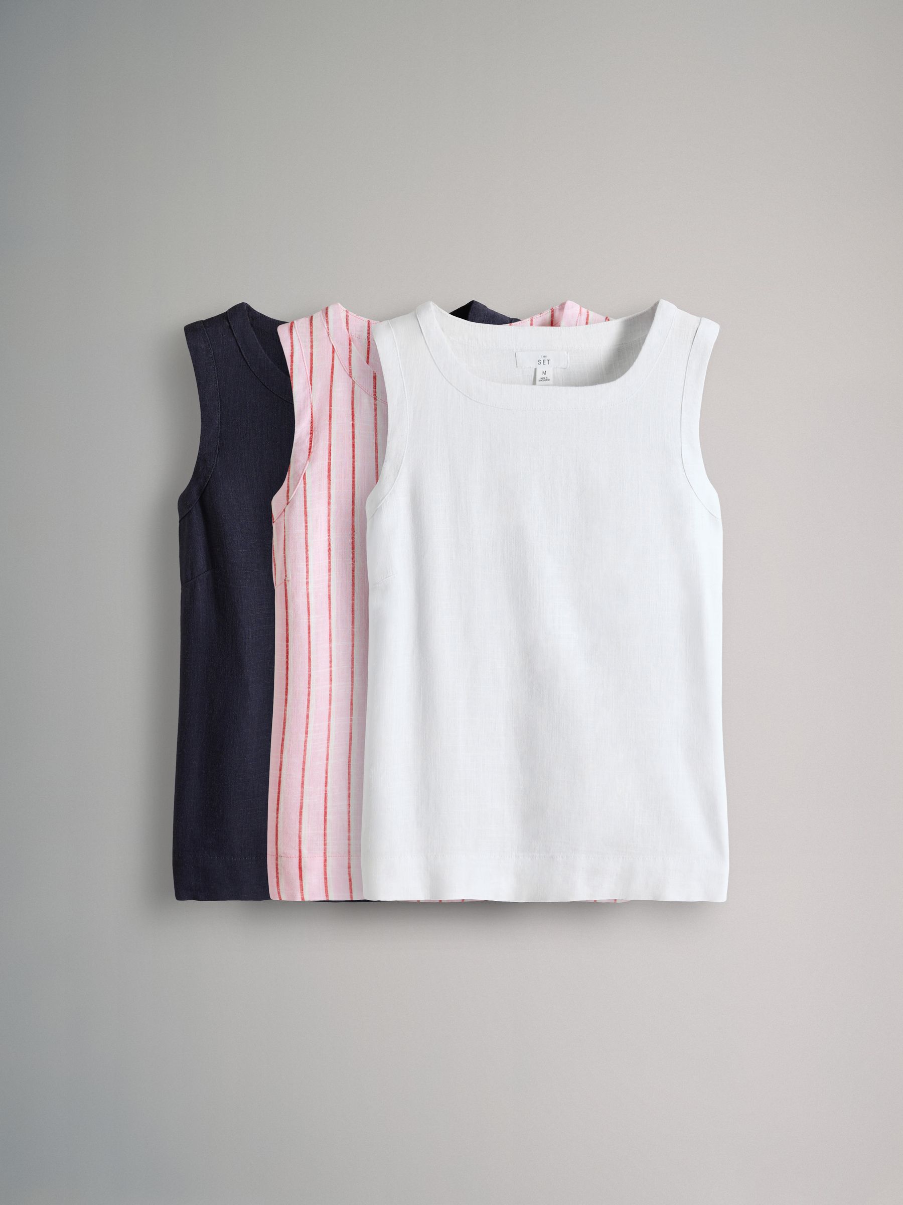 Navy/White/Pink Stripe Swing Tops 3 Pack with Linen - Image 2 of 9