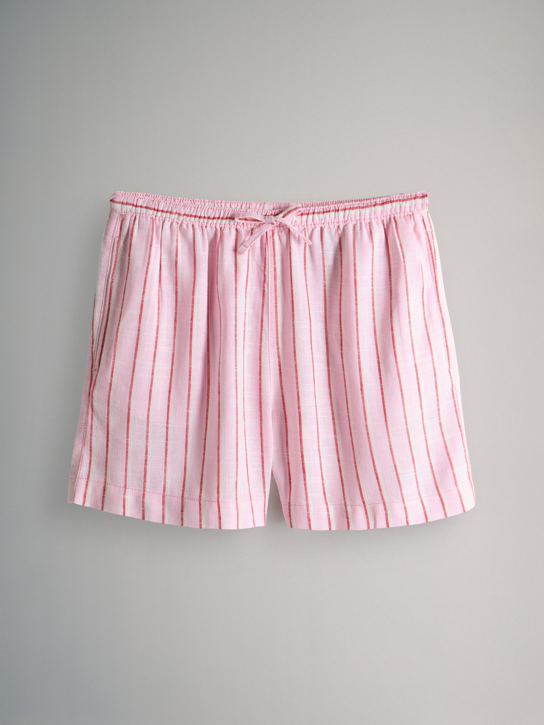 Navy/White/Pink Stripe 3 Pack Pull On Shorts with Linen - Image 7 of 10
