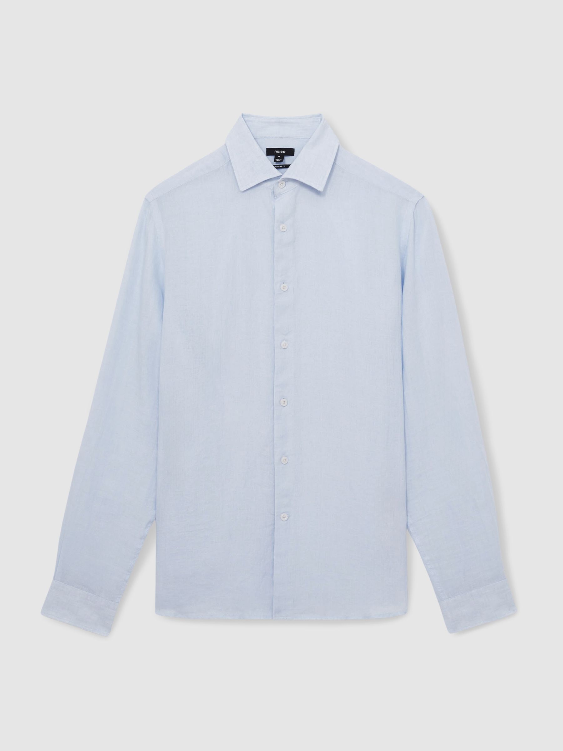 Linen Button-Through Shirt in Pale Blue - Image 2 of 5