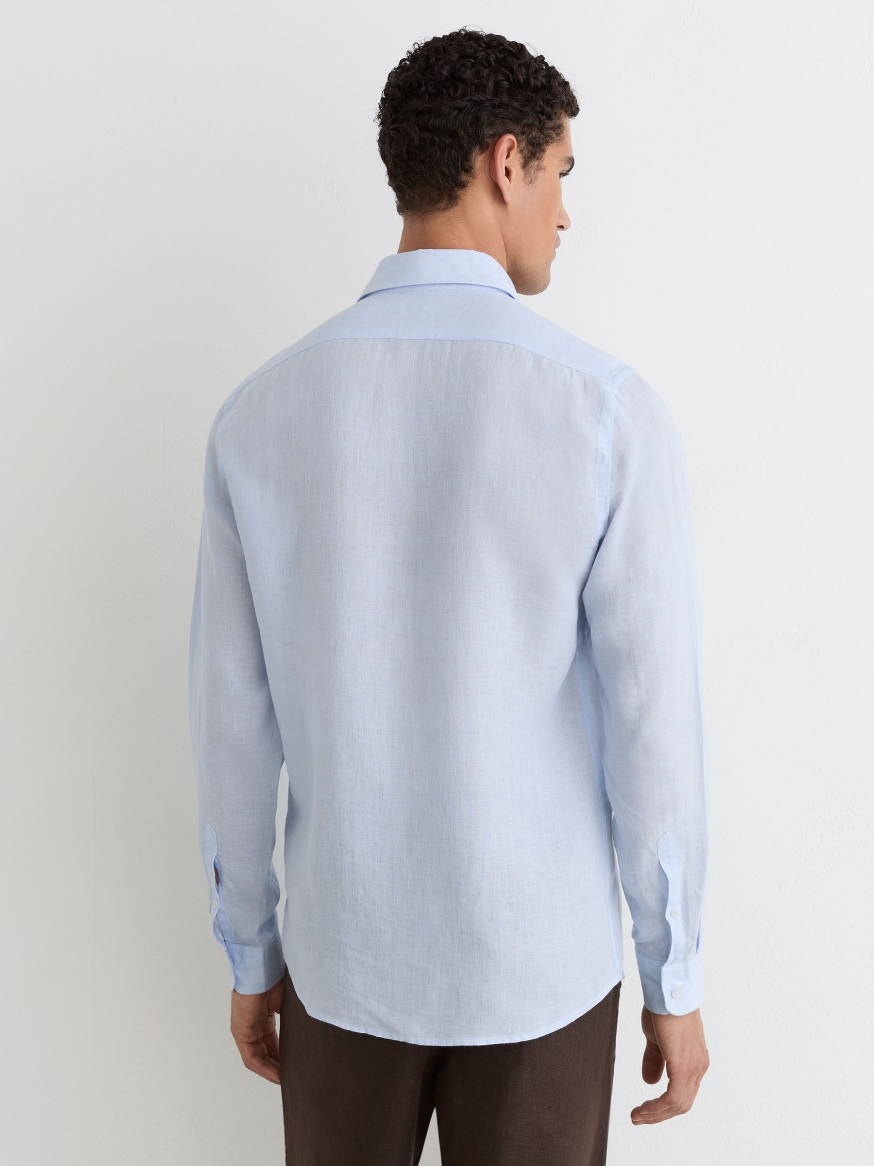 Linen Cutaway-Collar Regular-Fit Shirt in Pale Blue - image 5