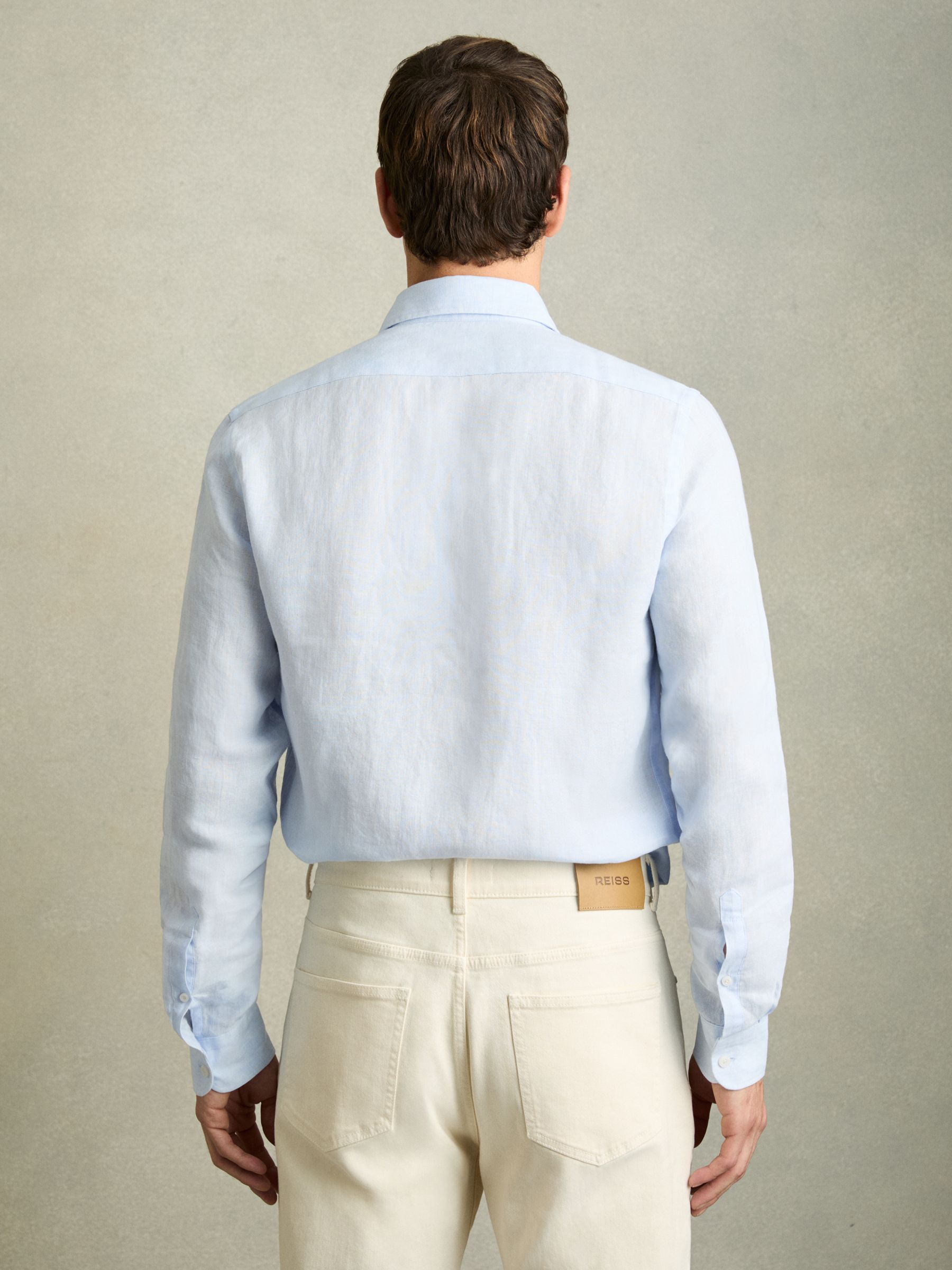 Linen Button-Through Shirt in Pale Blue - Image 5 of 5