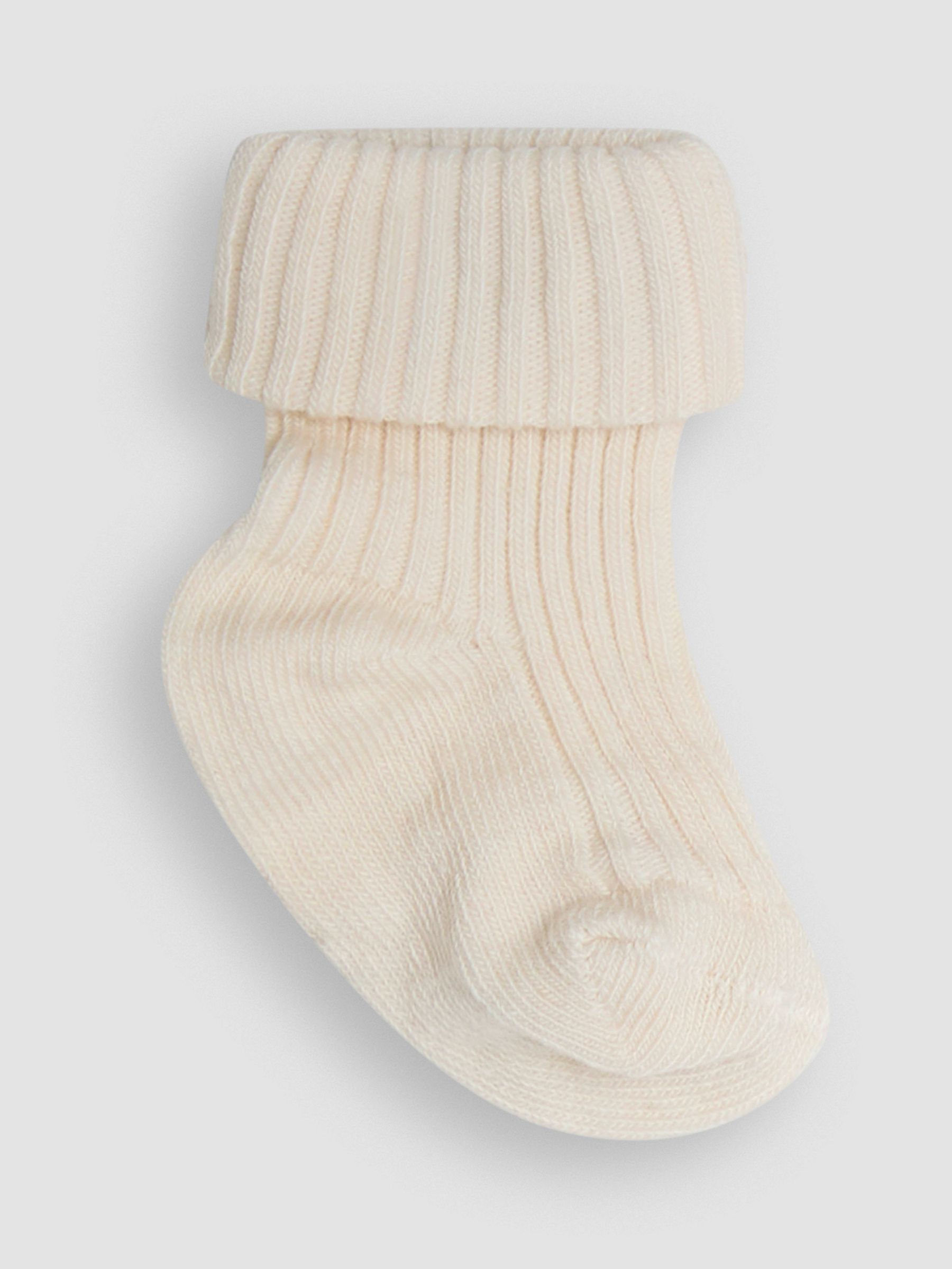 Ecru Cream 3-Pack Ribbed Baby Socks - Image 2 of 4