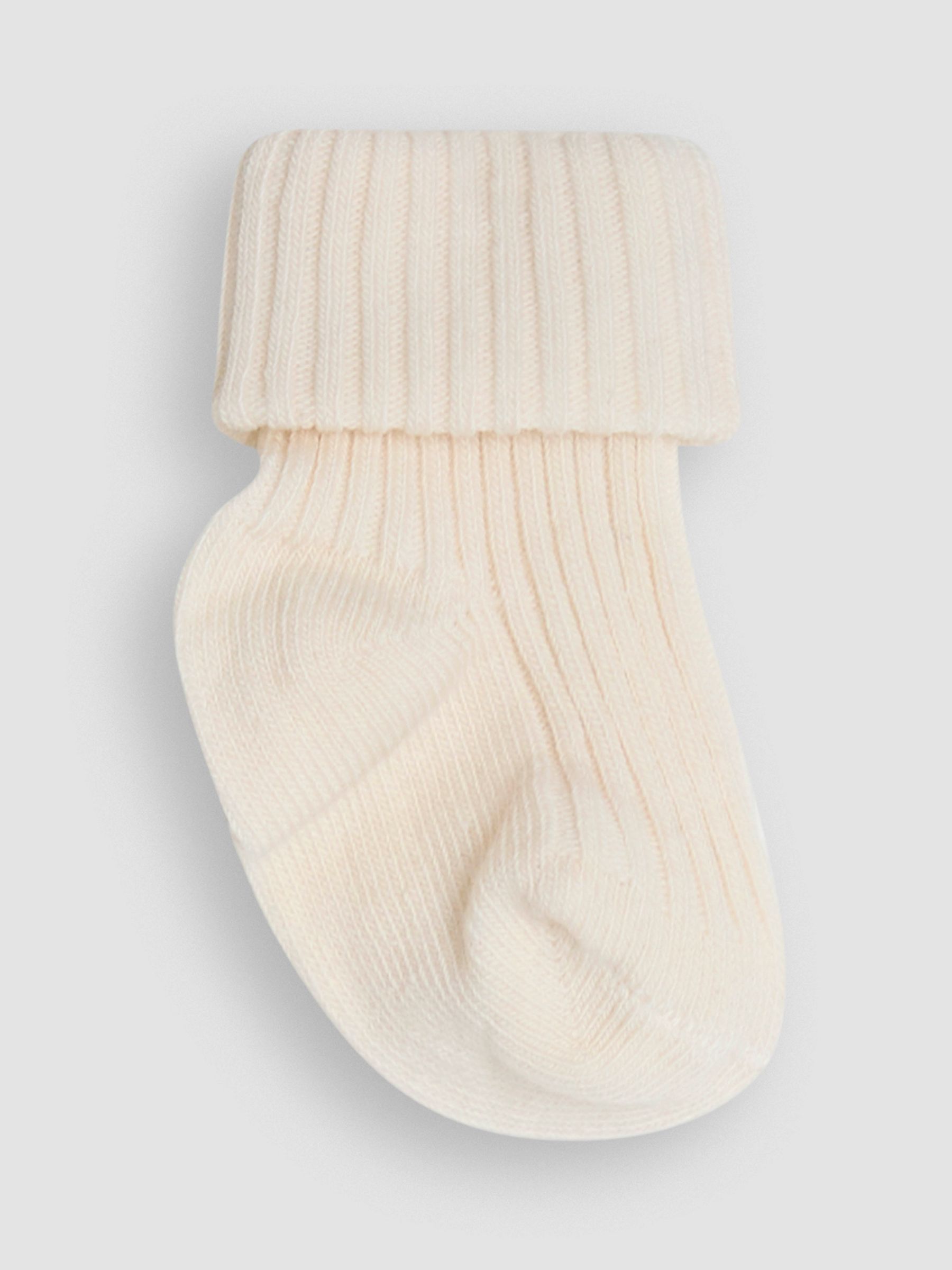 Ecru Cream 3-Pack Ribbed Baby Socks - Image 3 of 4