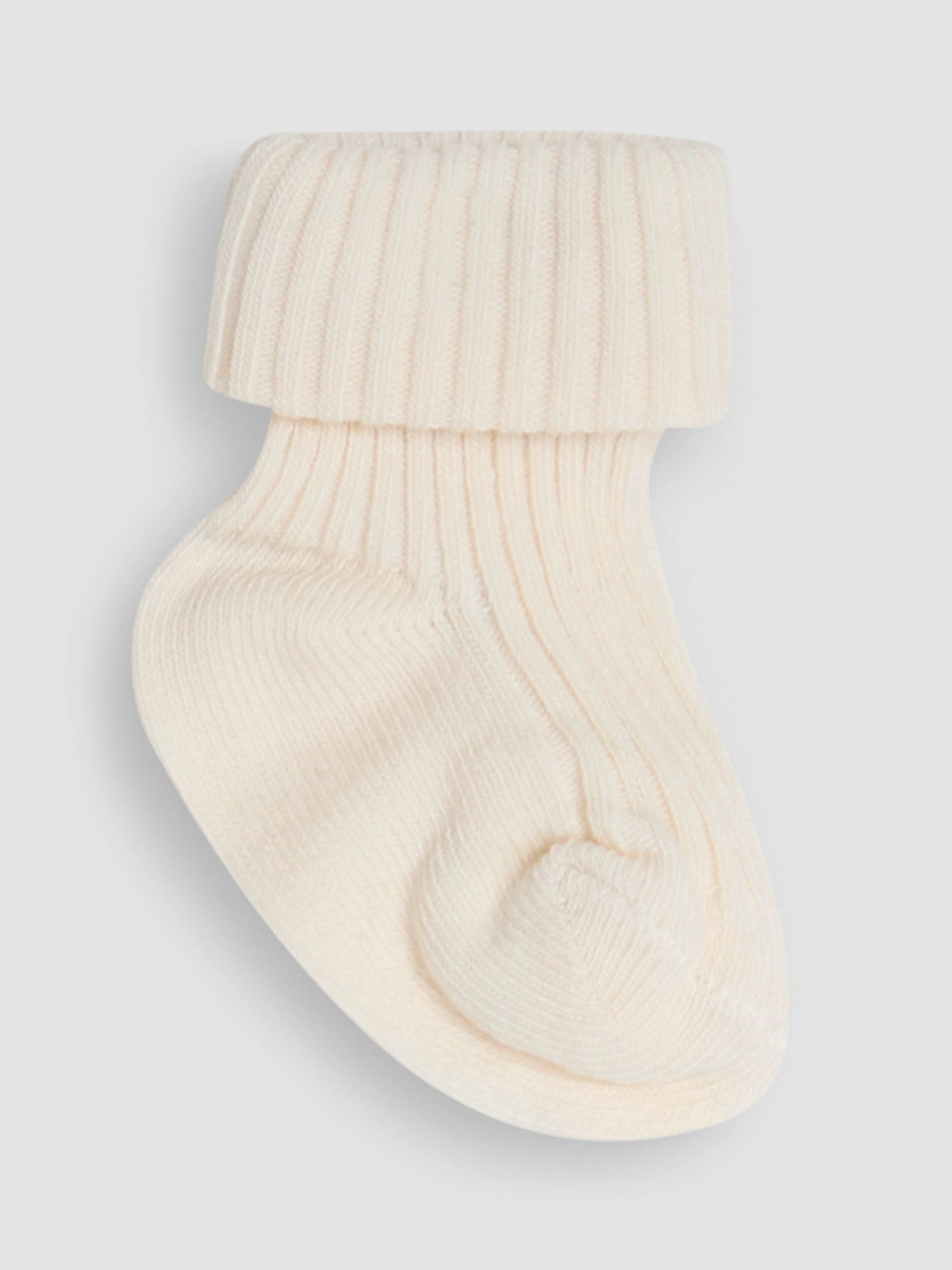 Ecru Cream 3-Pack Ribbed Baby Socks - Image 4 of 4