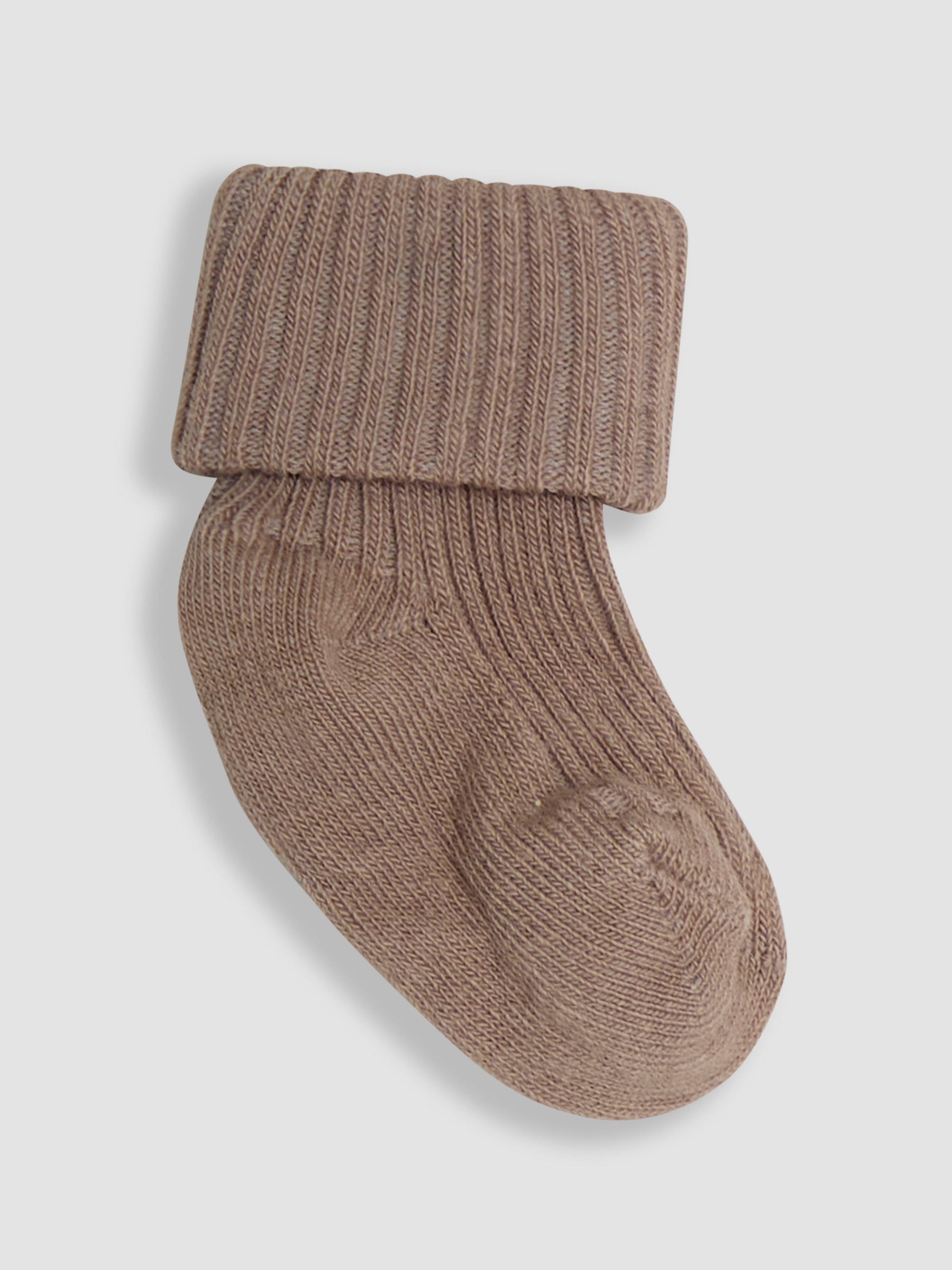 Neutral 3-Pack Ribbed Baby Socks - Image 2 of 4