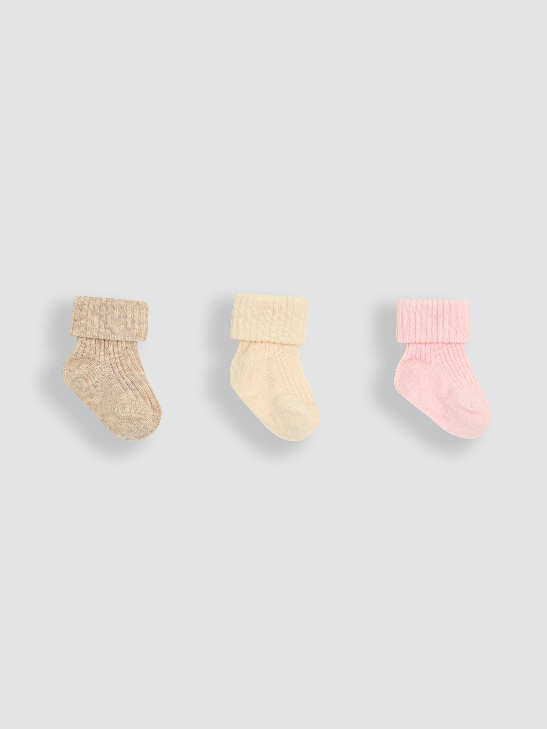 Dusky Pink 3-Pack Ribbed Baby Socks - Image 1 of 4