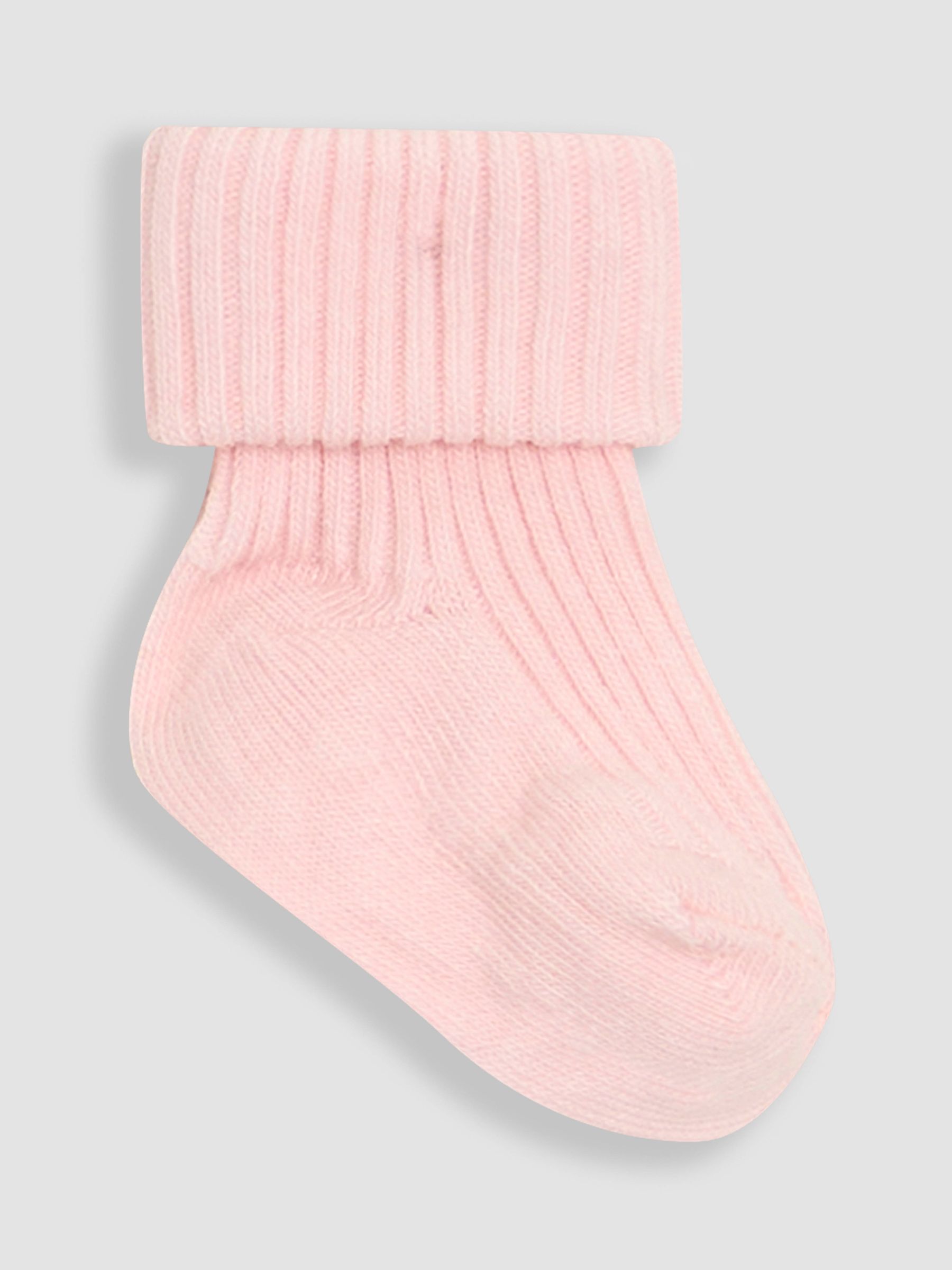 Dusky Pink 3-Pack Ribbed Baby Socks - Image 4 of 4