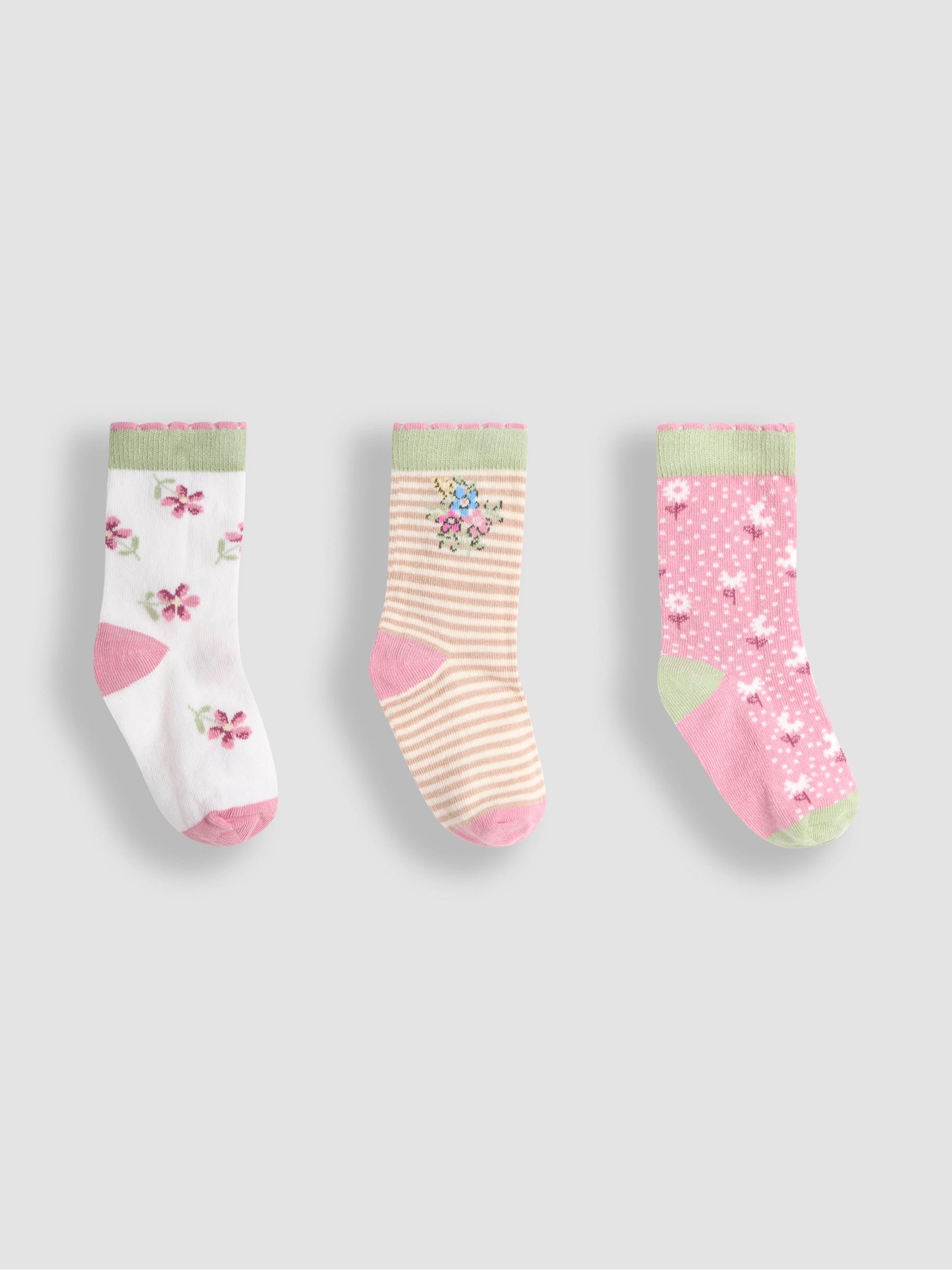 Pale Pink Printed Socks 3 Pack - Image 1 of 4