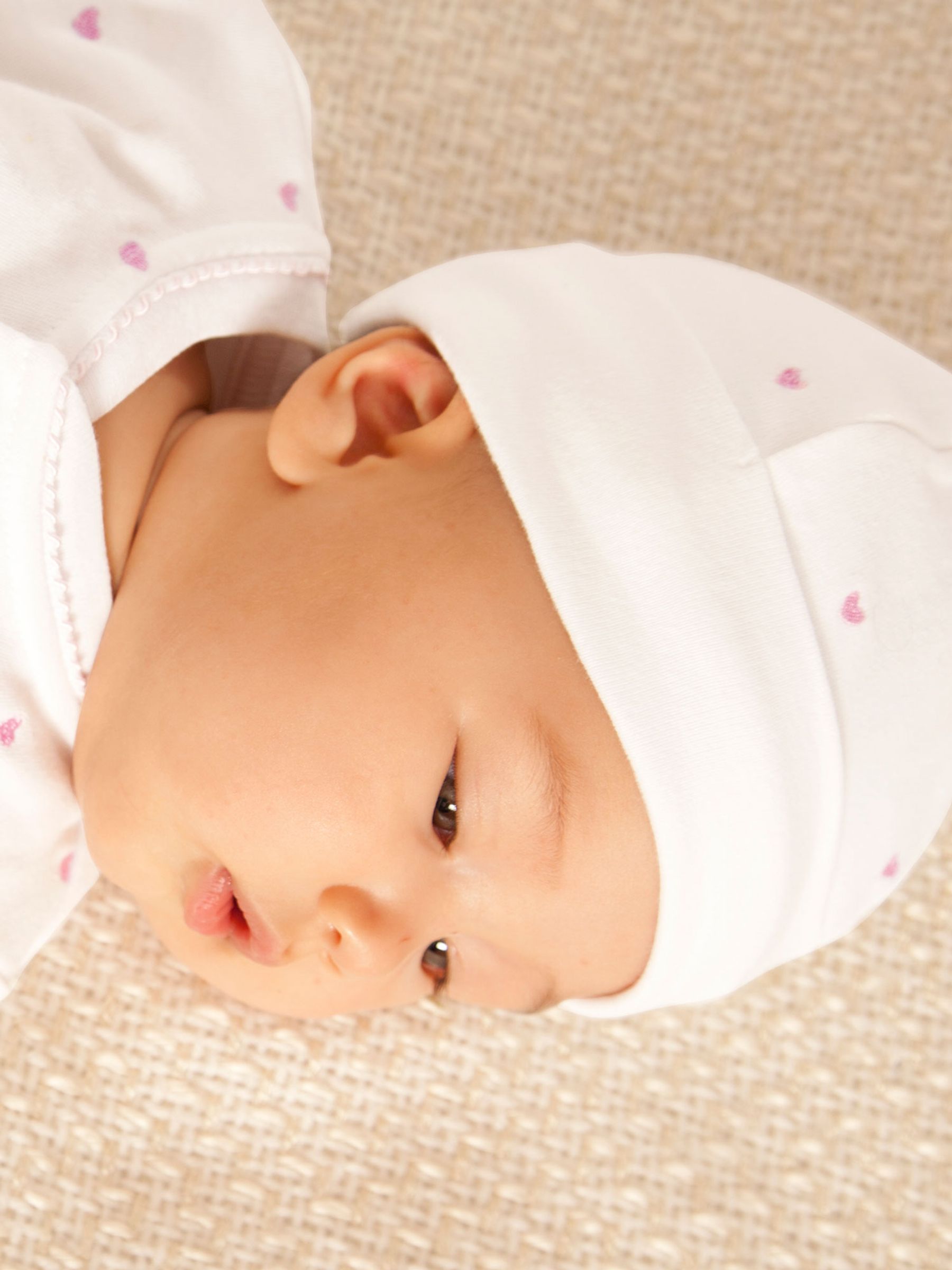 Cream 100% Organic Cotton Heart Embroidered Baby Hat - Image 4 of 4