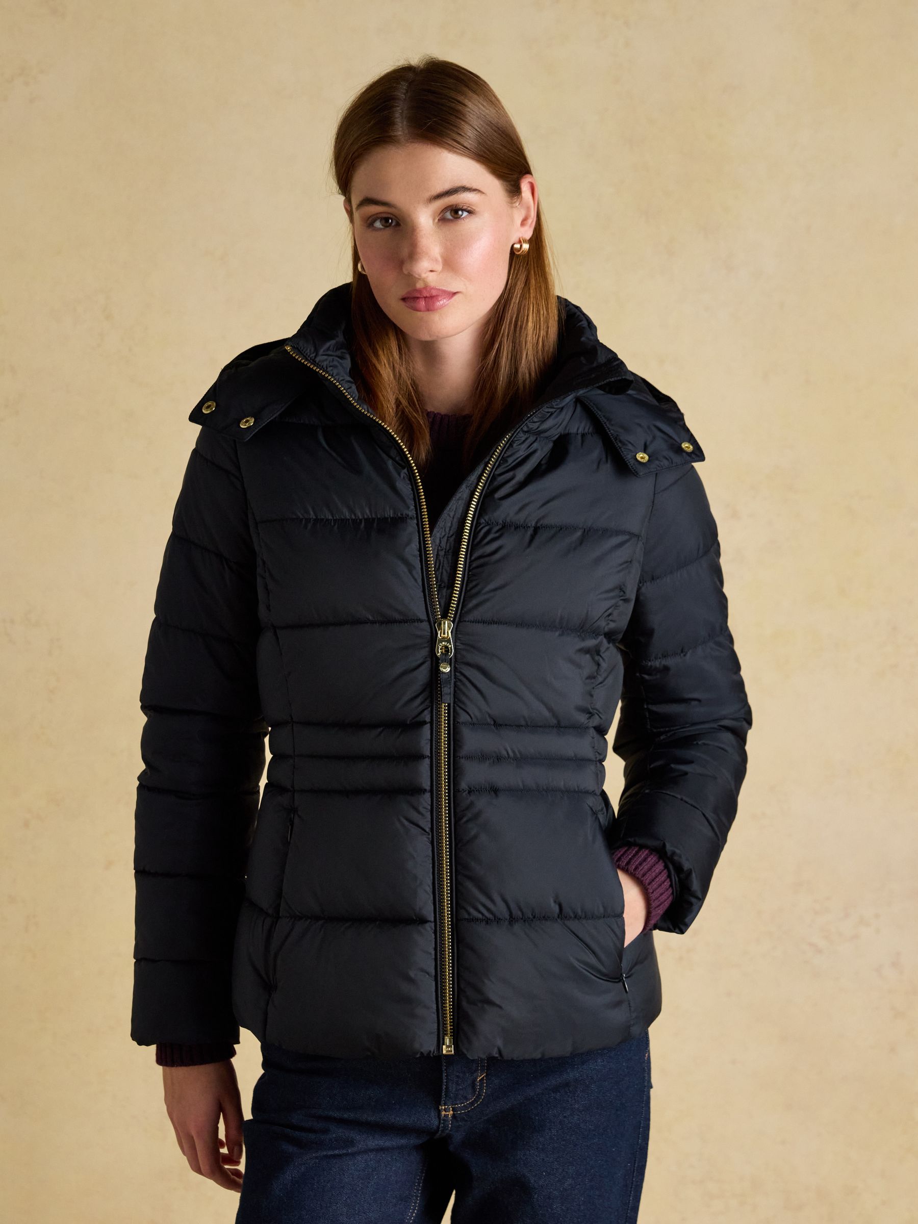 Hadlow Navy Showerproof Padded Coat with Hood - Image 1 of 11