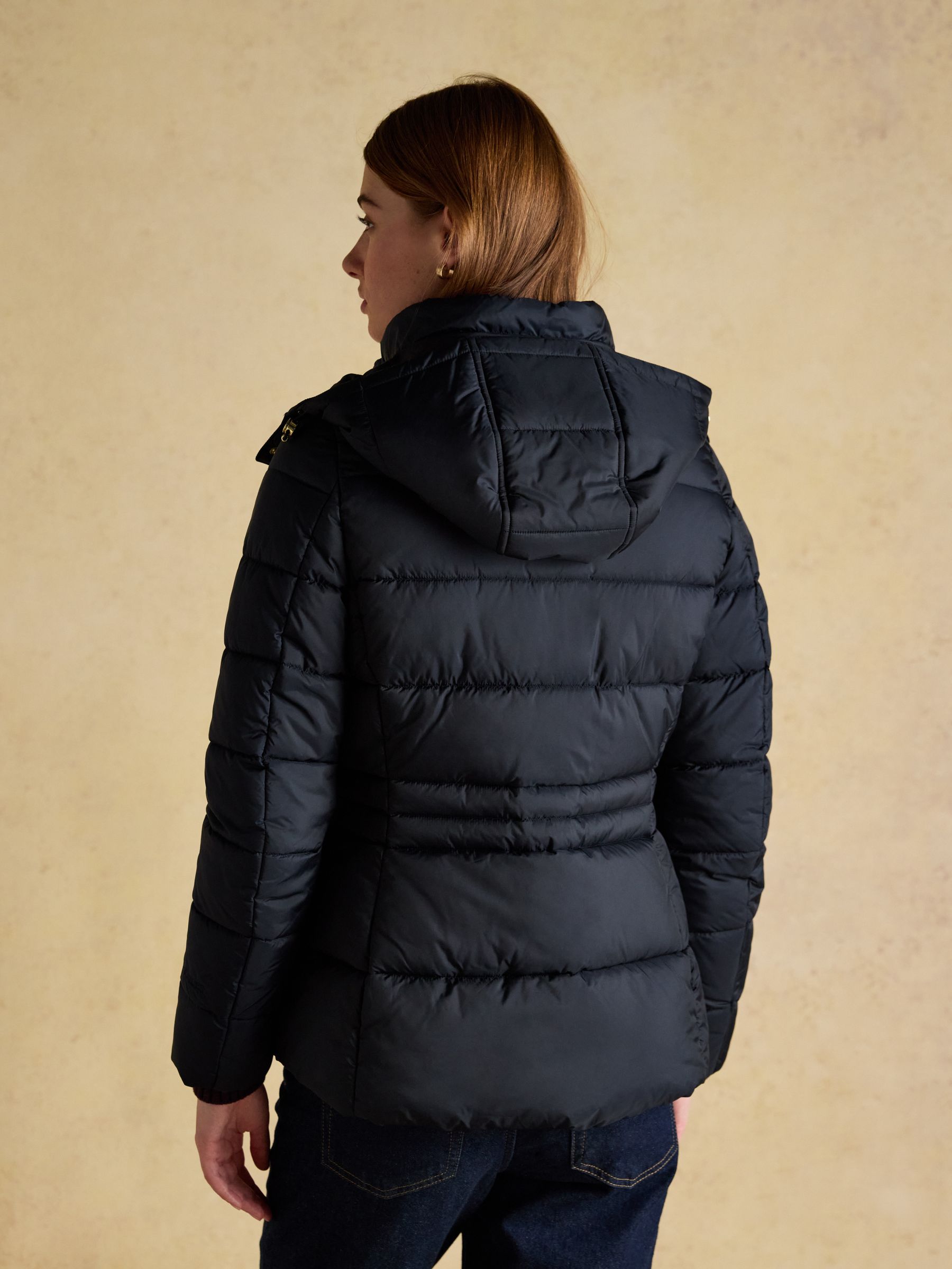 Hadlow Navy Showerproof Padded Coat with Hood - Image 2 of 11