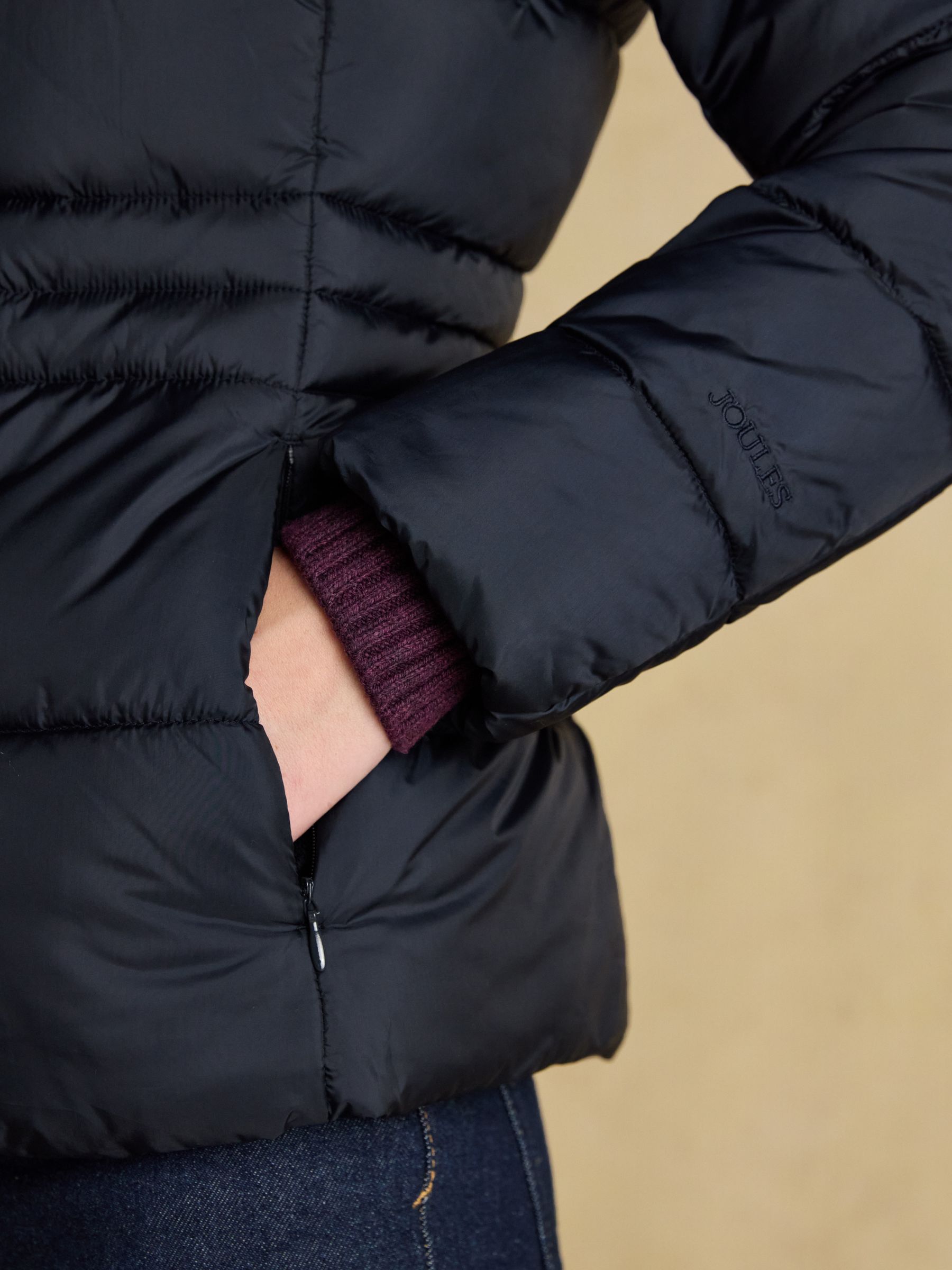 Hadlow Navy Showerproof Padded Coat with Hood - Image 6 of 11