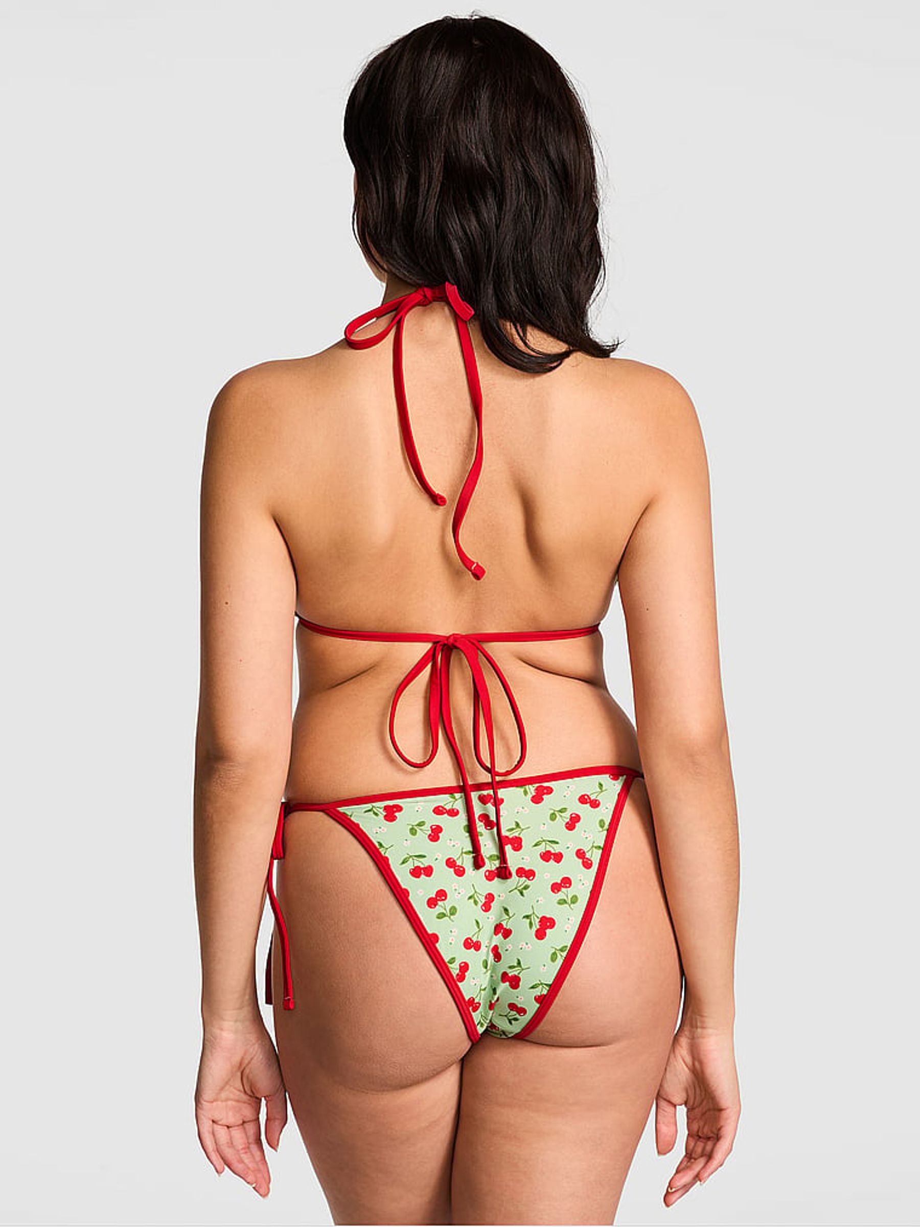 Cherry Hearts Green Cape May Triangle Bikini Top - Image 2 of 4