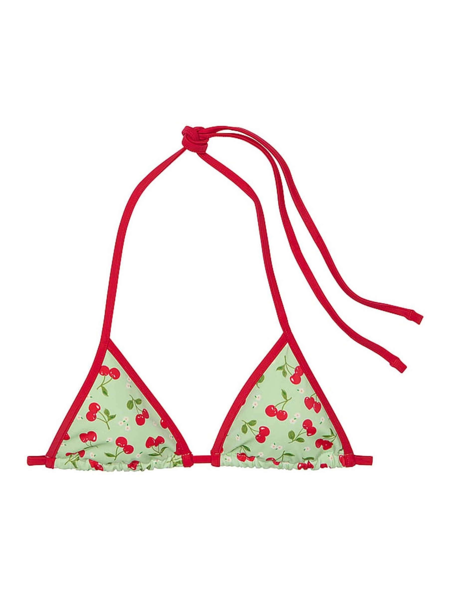 Cherry Hearts Green Cape May Triangle Bikini Top - Image 4 of 4