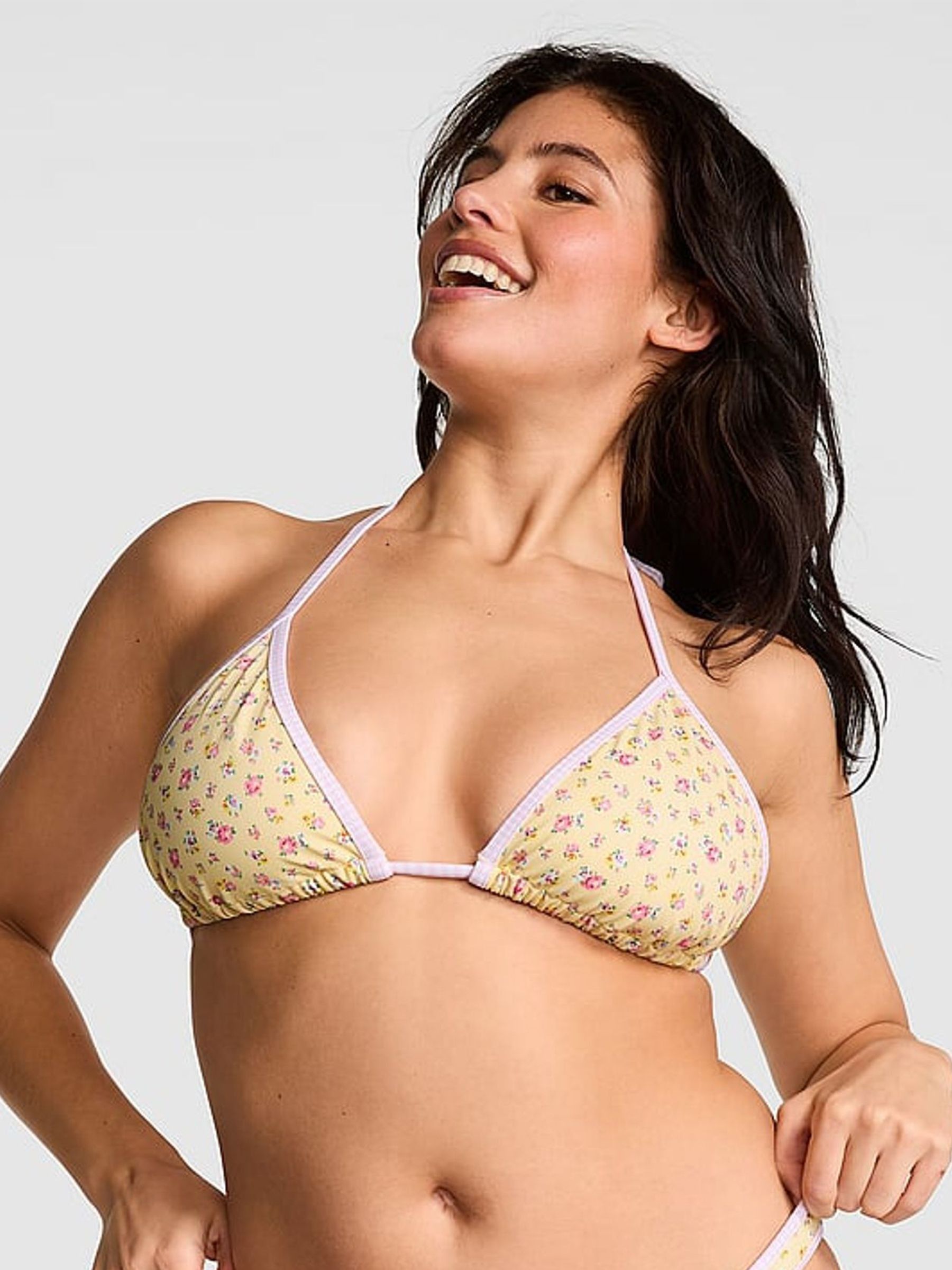 Yellow Floral Cape May Triangle Bikini Top - Image 1 of 4