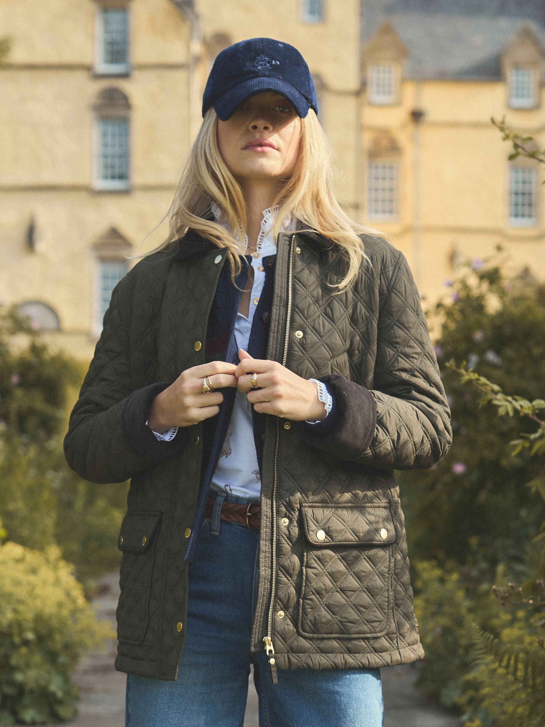 Beatrix Khaki Green Showerproof Diamond Quilted Coat - Image 1 of 13