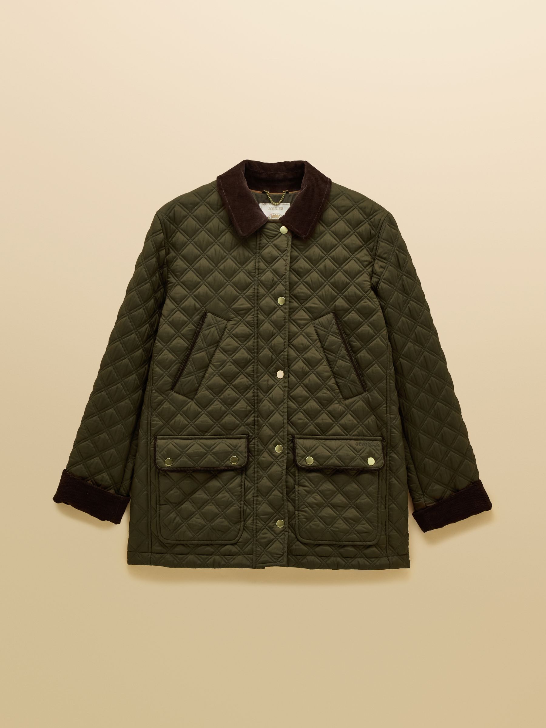 Beatrix Khaki Green Showerproof Diamond Quilted Coat - Image 13 of 13