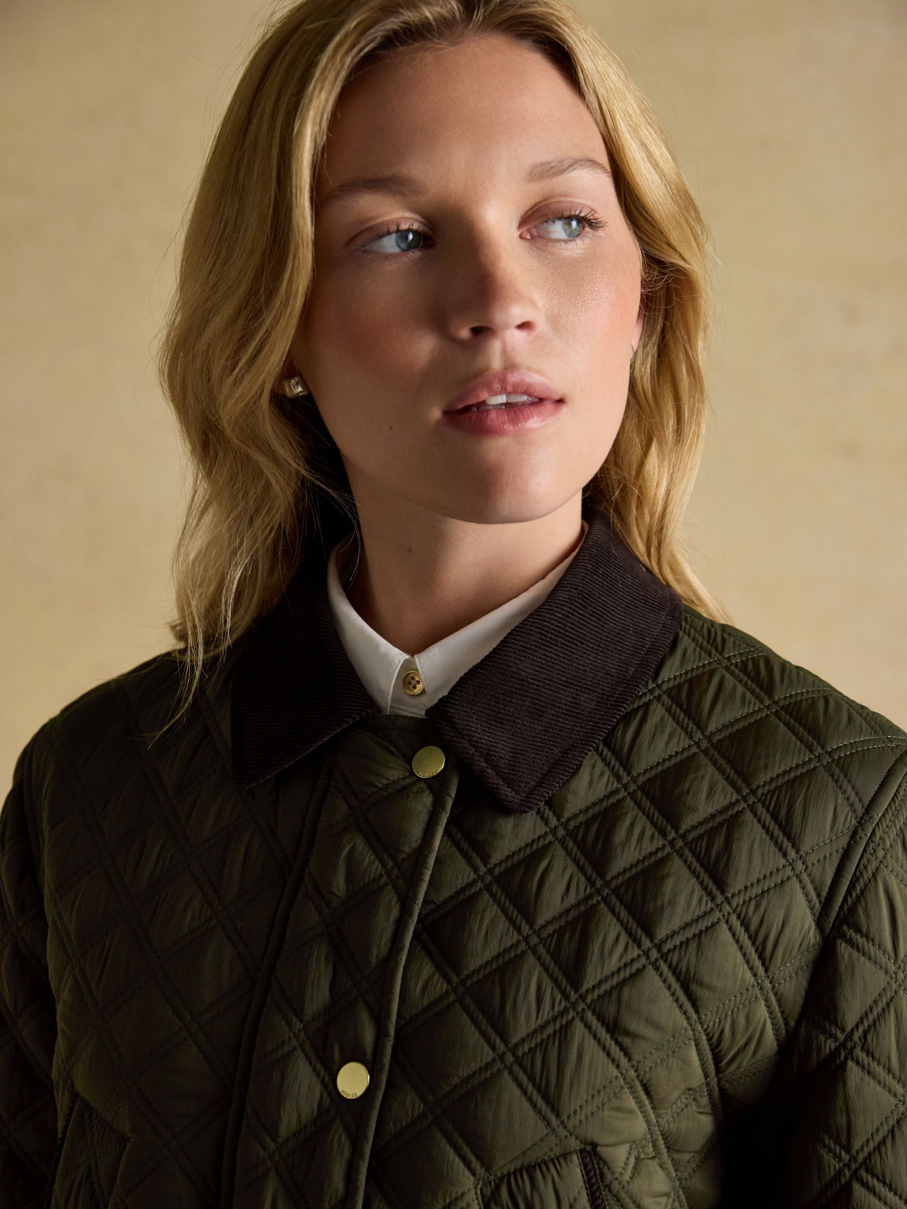Beatrix Khaki Green Showerproof Diamond Quilted Coat - Image 9 of 13