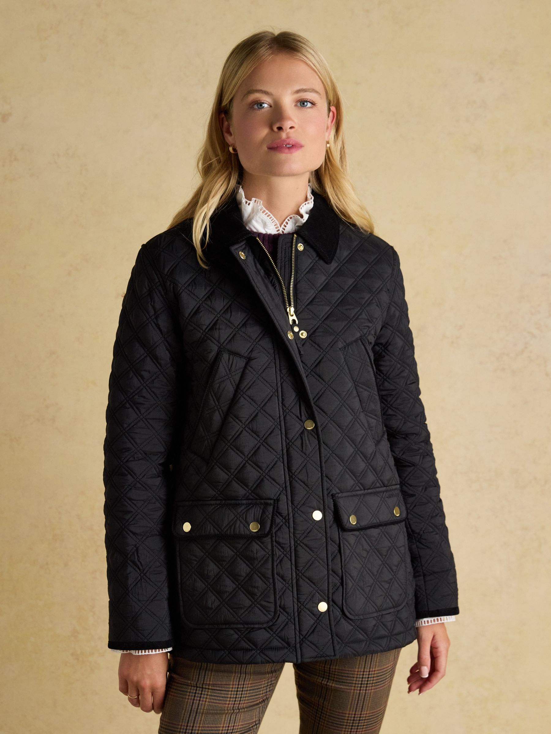 Beatrix Black Showerproof Diamond Quilted Coat - Image 1 of 12