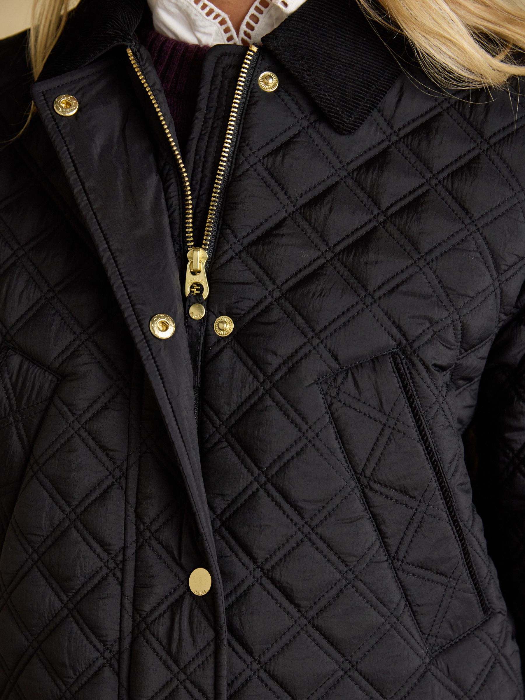 Beatrix Black Showerproof Diamond Quilted Coat - Image 6 of 12