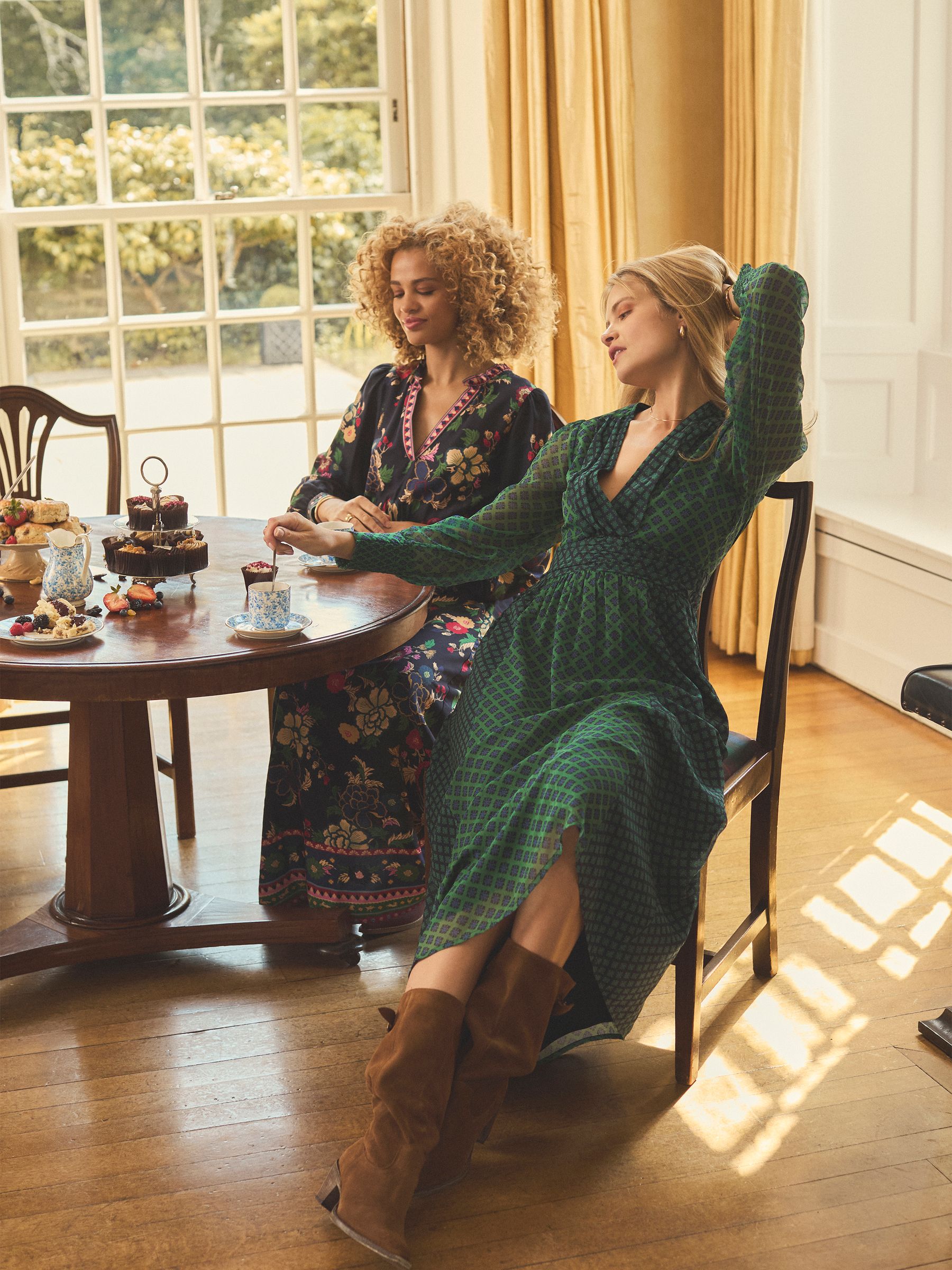 Allegra Green Hotchpotch Ruched Hotchpotch V-Neck Dress - Image 2 of 10