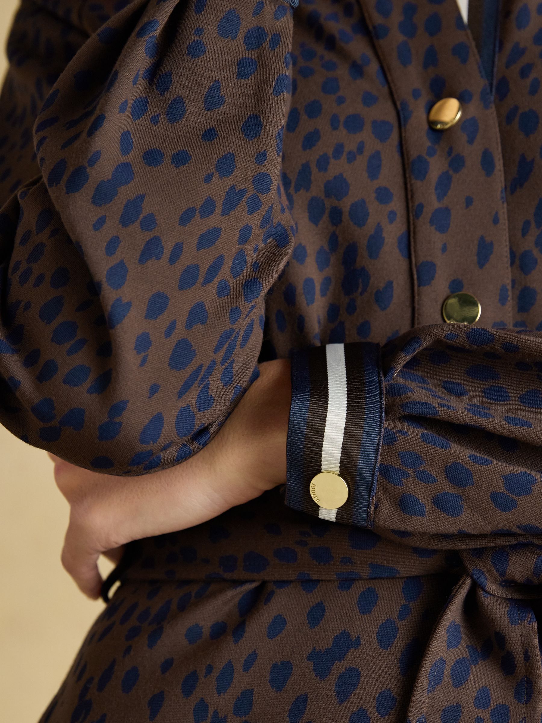 Louisa Brown Spot Tie Waist Long Sleeve Ponte Dress - Image 4 of 8